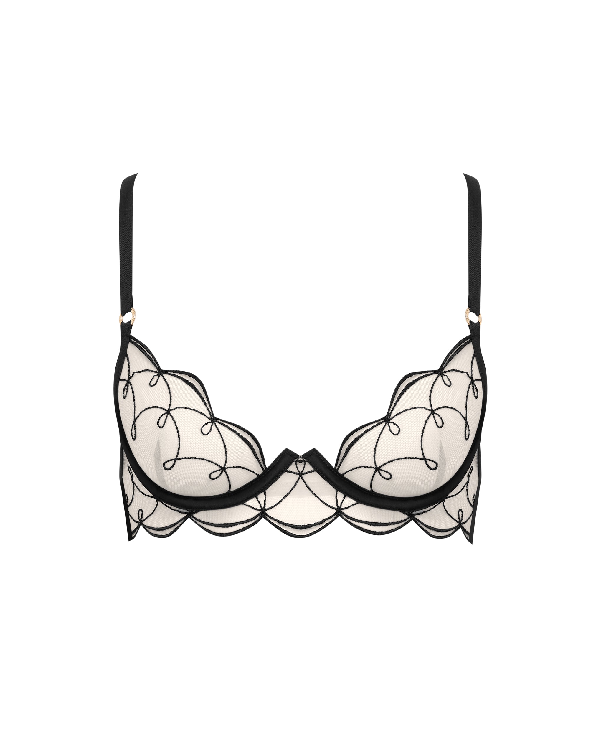 Marceline Embroidered Sheer Bra Black、mySite、bengalsvssteelers