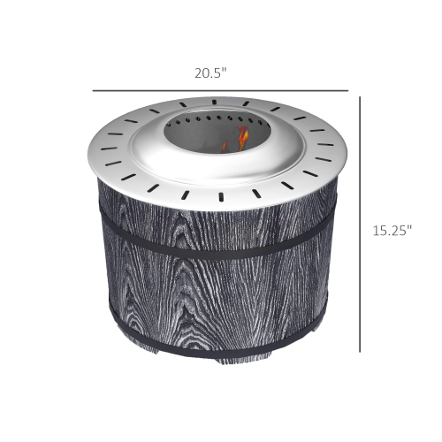 Outsunny Smokeless Fire Pit with Fireproof Mat, 20" Barrel Style Portable Wood Burning Firepit, Magnesium Oxide Low Smoke Camping Bonfire Stove for Backyard, Patio, Picnic, Black、、eastwooduniform