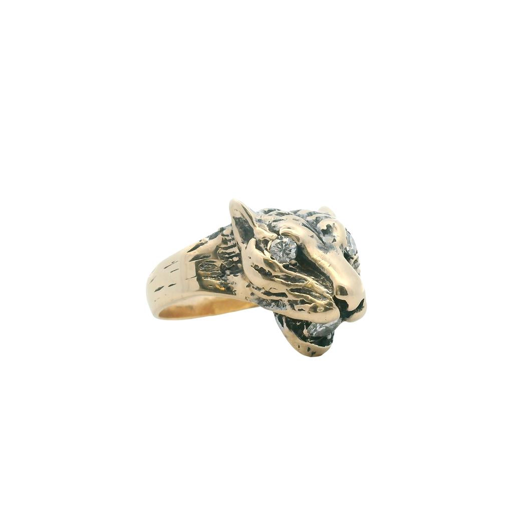 Estate 14K Yellow Gold 0.54ctw Diamond Tiger Ring、mySite、botmansion