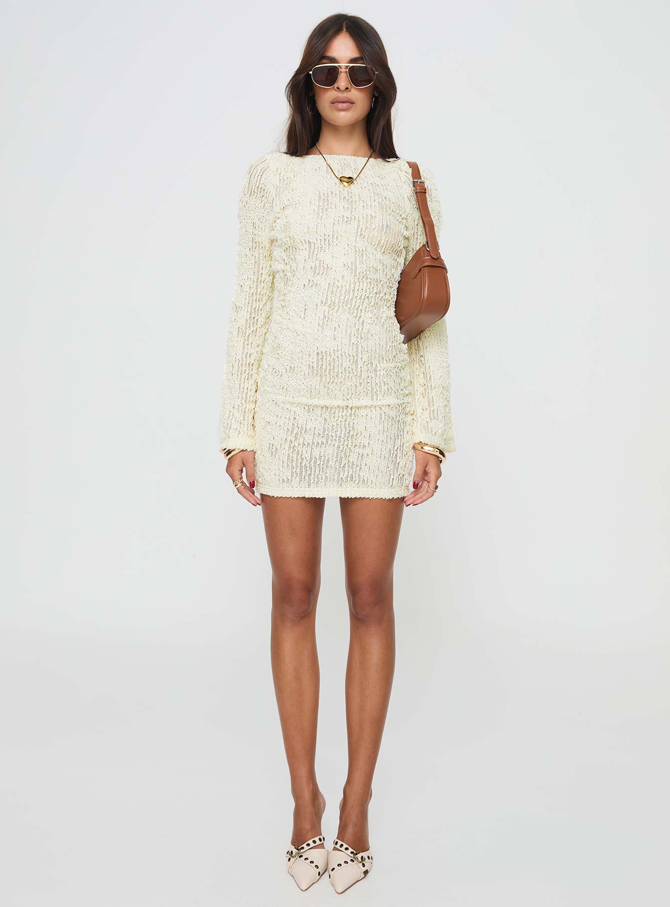 Coolibah Long Sleeve Mini Dress Cream、mySite、solidvoid