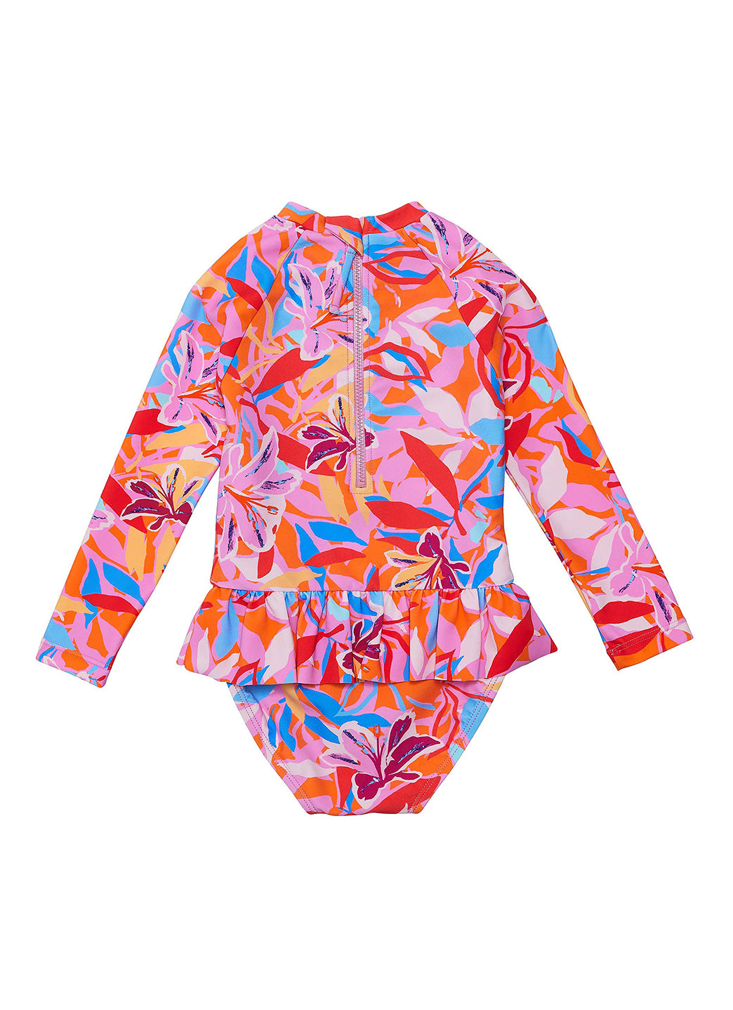 Snapper Rock Girls' Blooming Sunset Long Sleeve Skirted One Piece Swimsuit (Baby, Toddler, Little Kid)、mySite、noshort