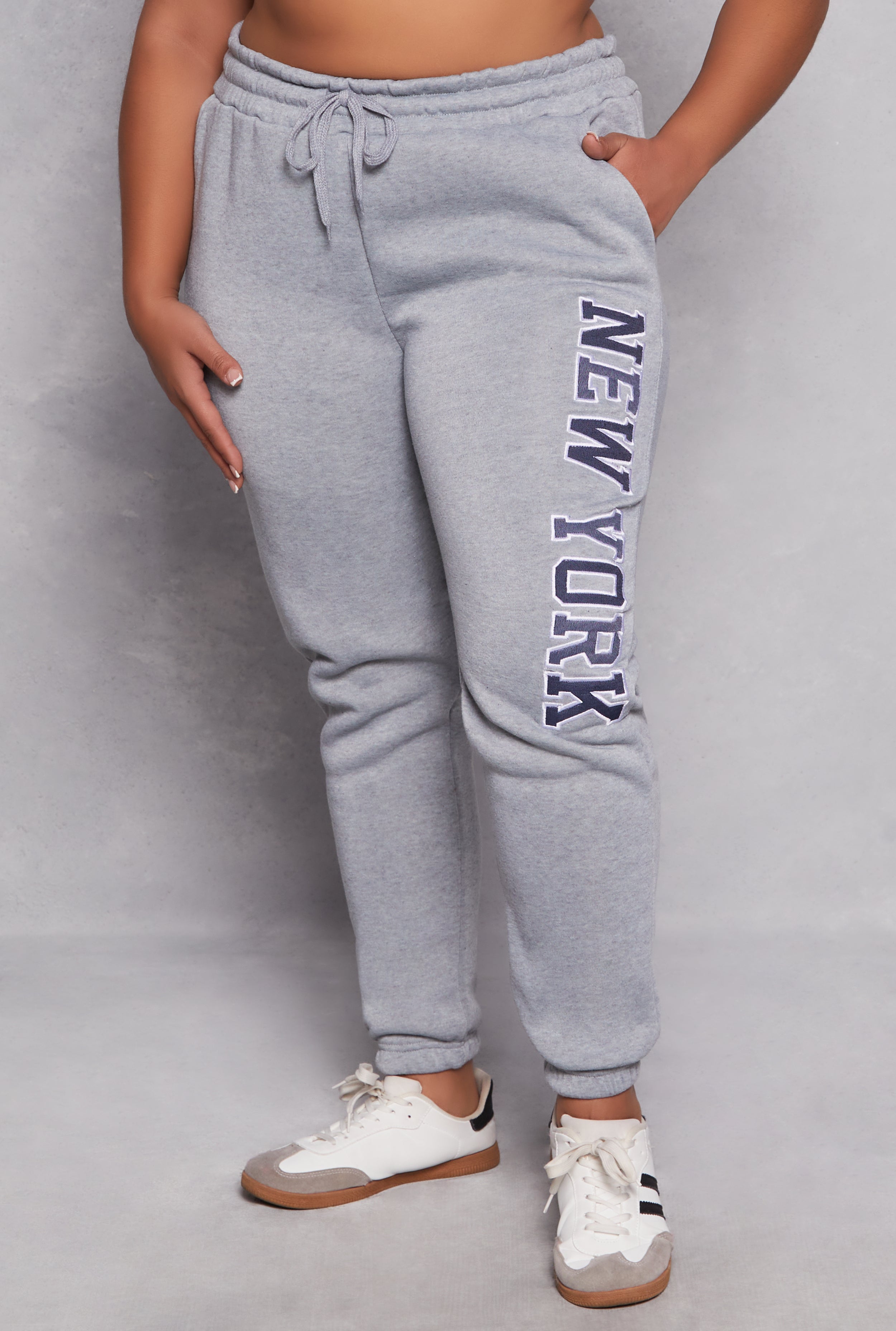 Plus Size New York Embroidered Sweatpants、mySite、camillekostekn