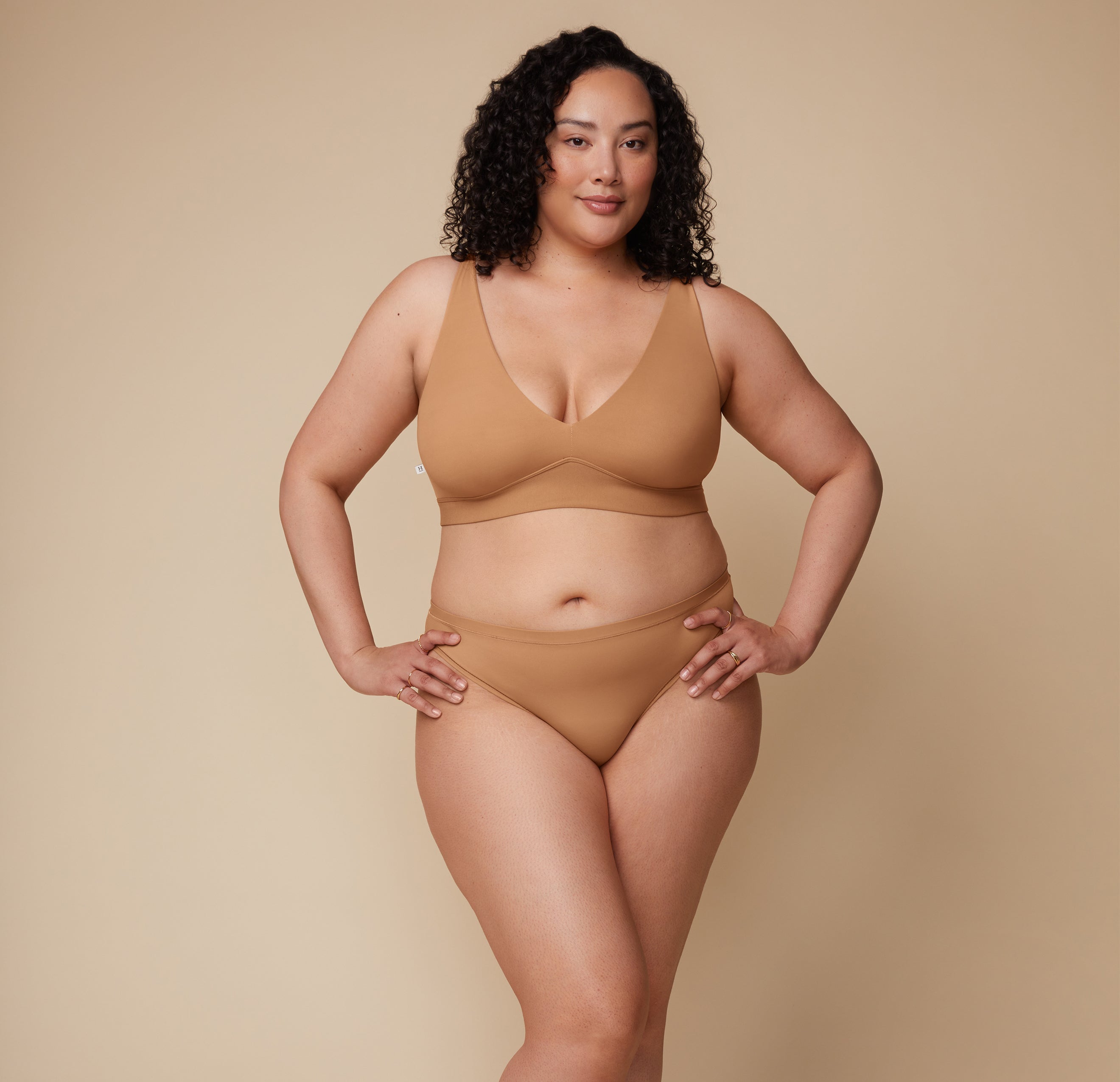 Bliss Plunge Adjustable Bralette - Tan、mySite、bengalsvssteelers