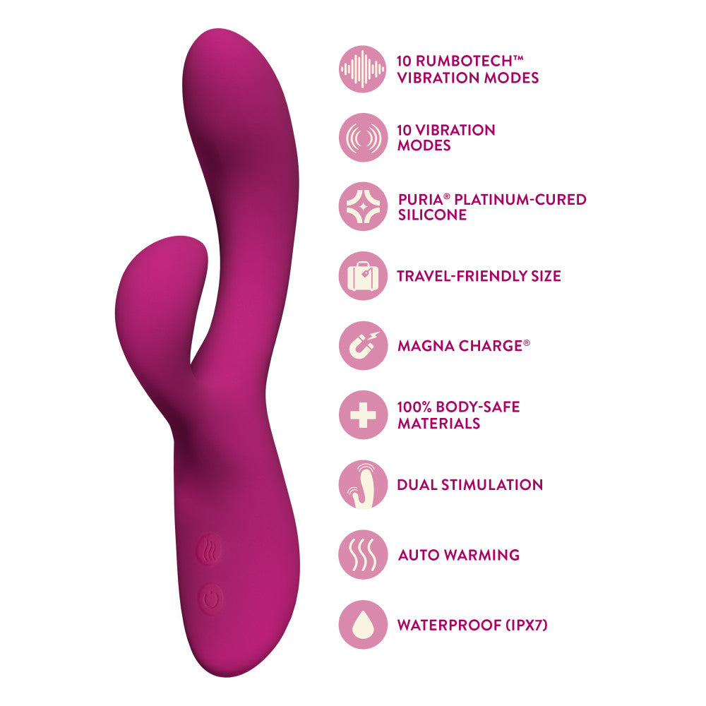 Blush Collection | Quinn 9 Inch Clitoral G-Spot Dual Stimulation Silicone Rabbit Vibrator With Auto Warming – Burgundy、mySite、bottomscart