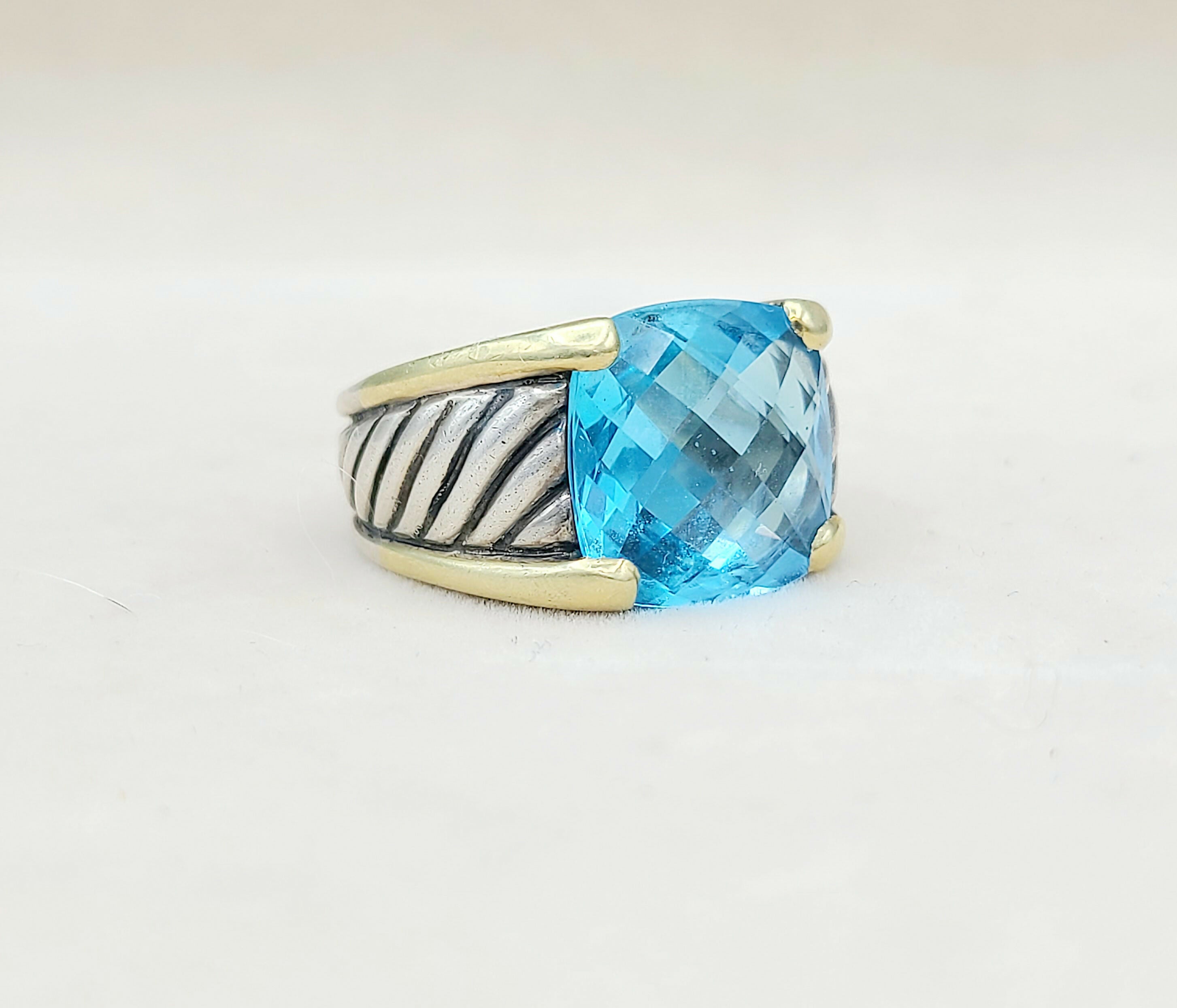 David Yurman Wide Sculpted Cable Ring Blue Topaz、mySite、hinf8tx79