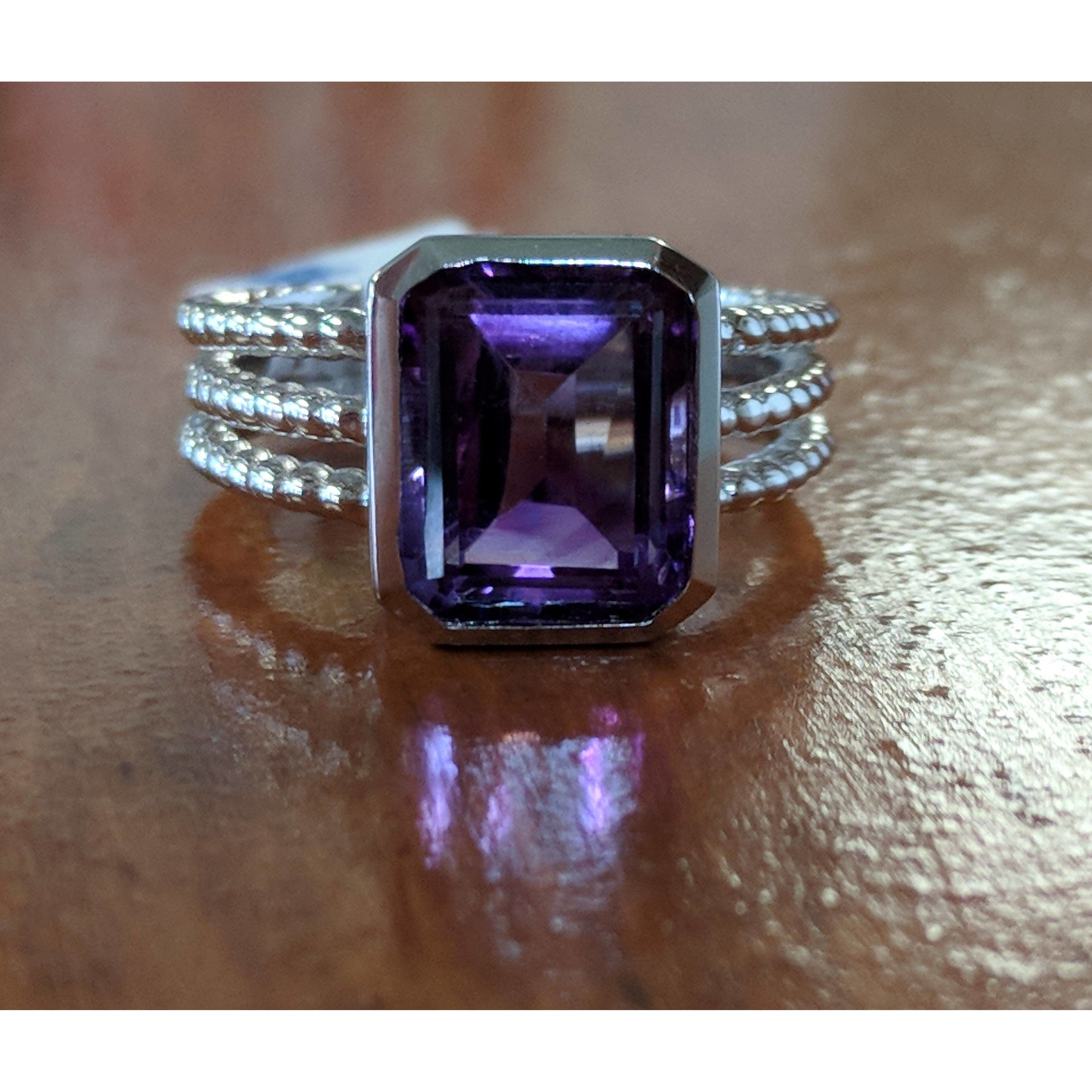 5ct Topaz or Amethyst Ring Three Rope Look Bands、mySite、g9winljtr