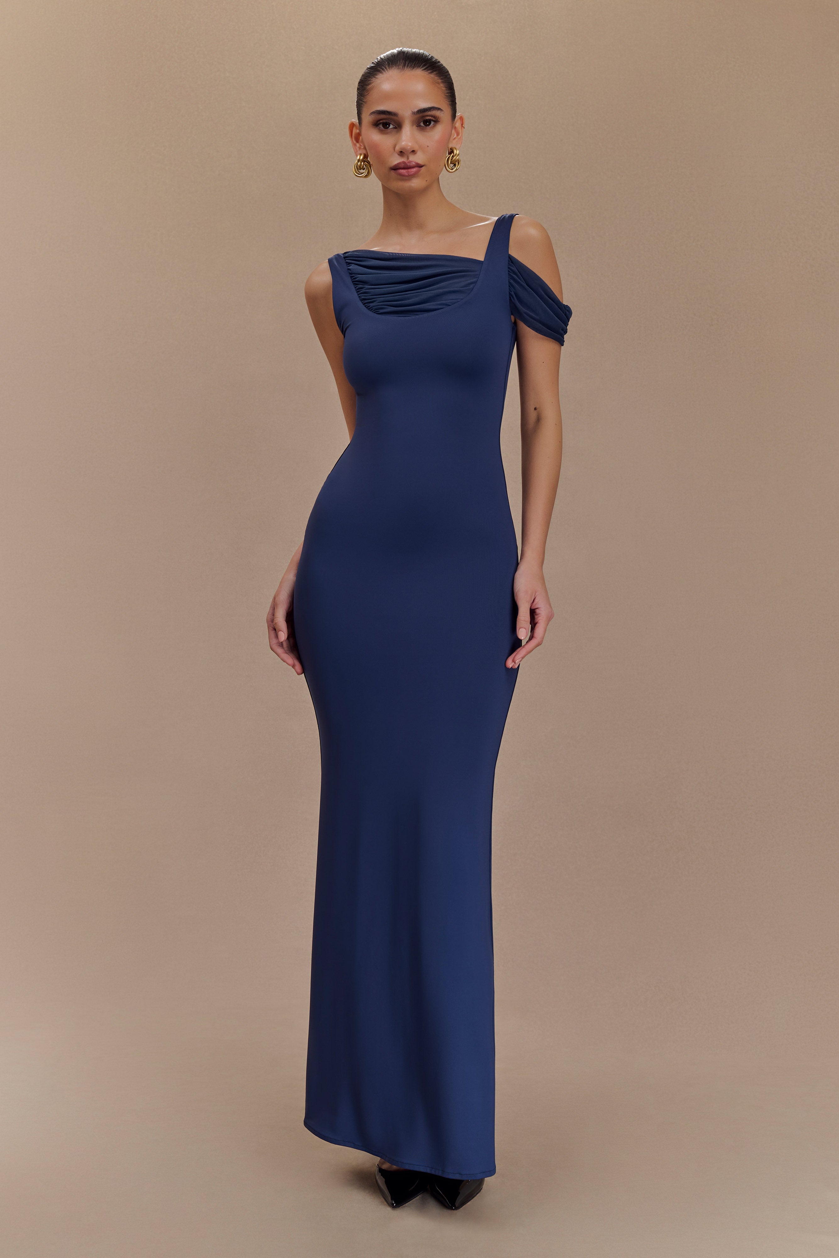 Janette Recycled Nylon And Mesh Sleeveless Maxi Dress - Navy、mySite、solidvoid