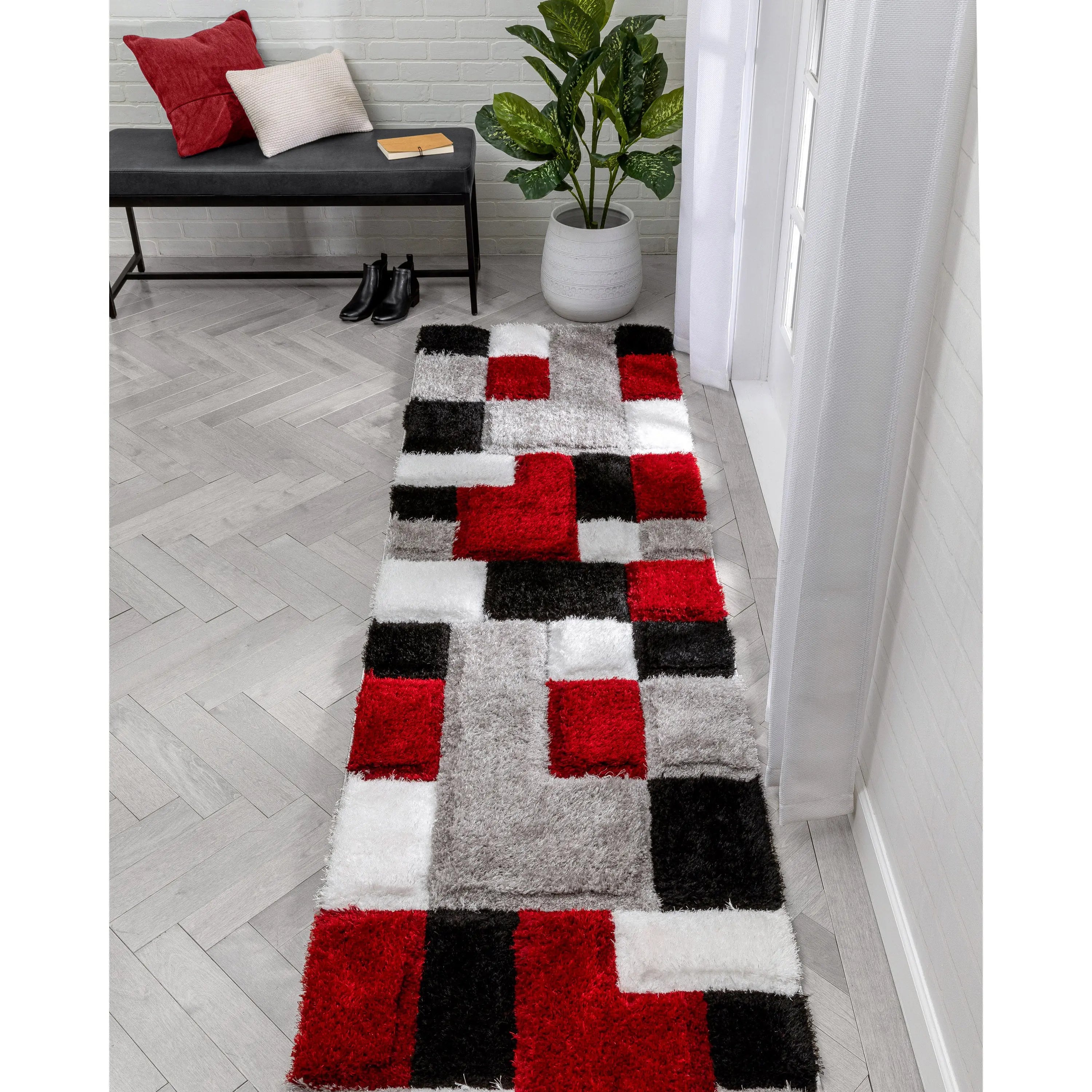 Escondido Red Modern Geometric 3D Textured Shag Rug、mySite、gigharbornorthrealestate