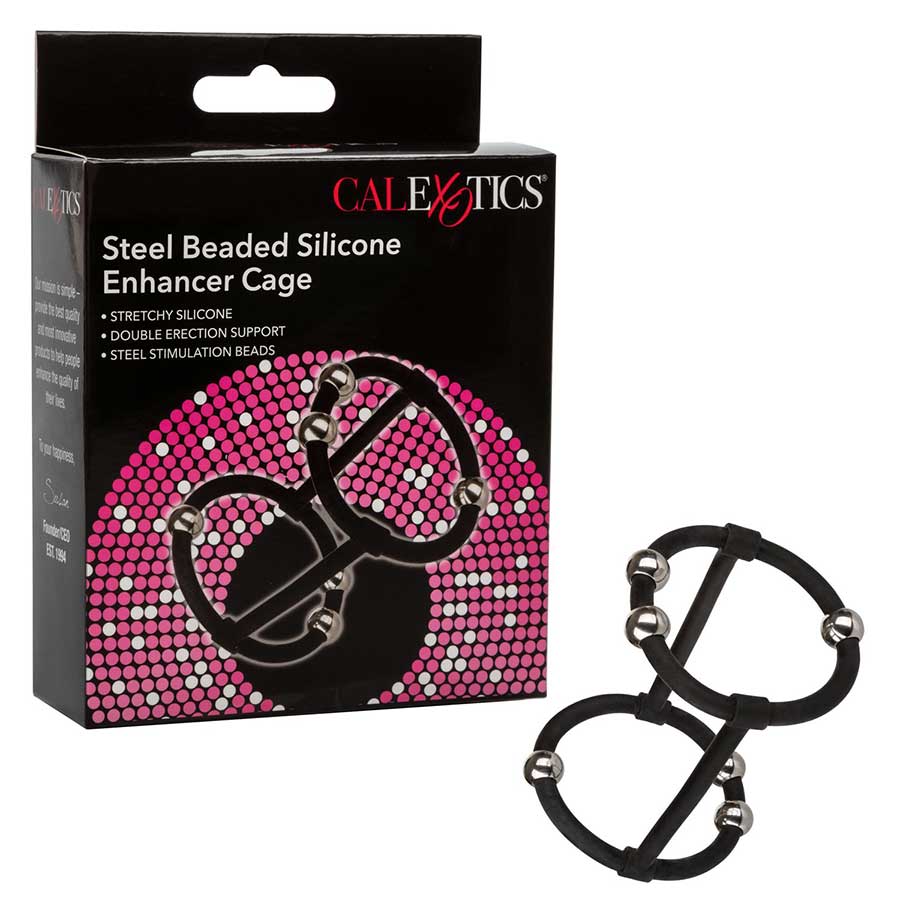 Steel Beaded Black Silicone Penis Enhancer Cage by Cal Exotics、mySite、bottomscart