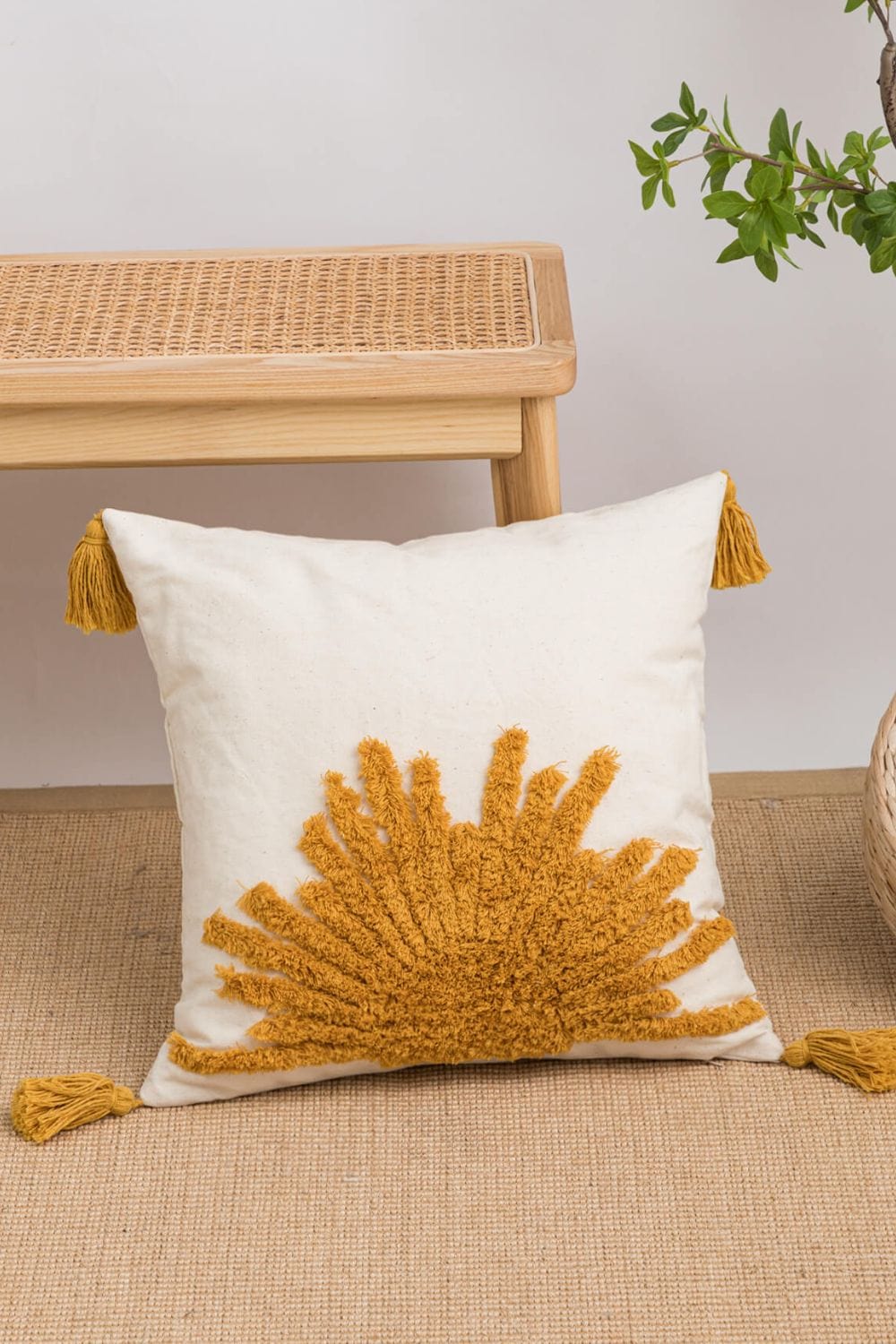 Sun Graphic Tassel Decorative Throw Pillow Case、mySite、g9winljtr