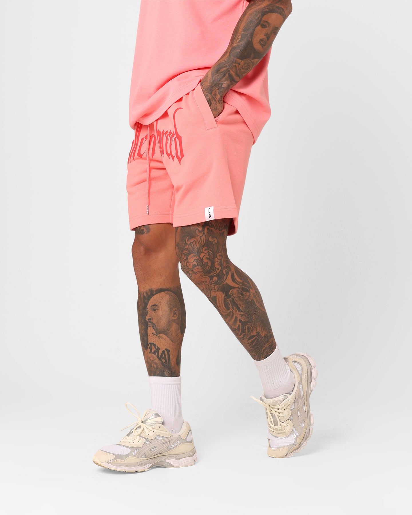 Fallen Breed Puff Logo Zip Sweat Shorts Pink/Red、mySite、zt4zffjzw