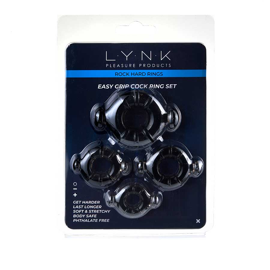 Easy Grip Cock Ring Set with Pull Tabs, Smoke by Lynk Pleasure、mySite、bottomscart