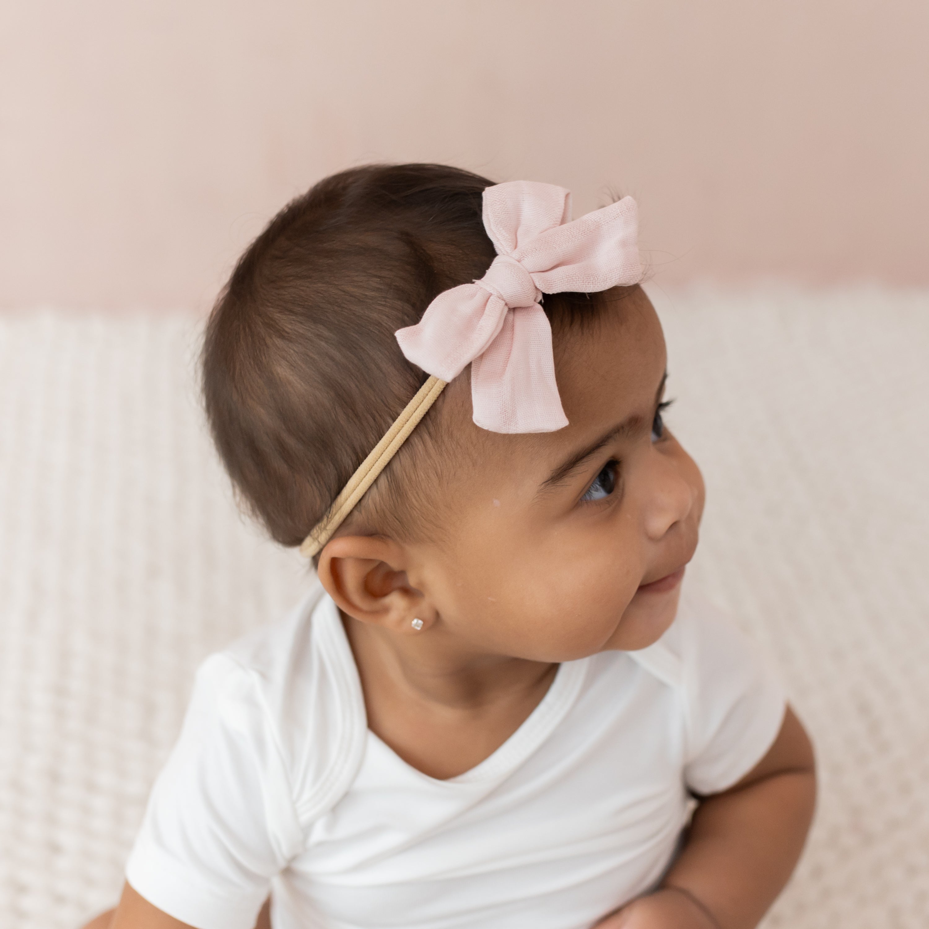  Bamboo Muslin Medium Bow in Blush、mySite、layawaytickets