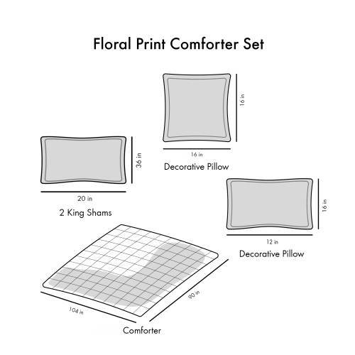 King/Cal King Floral Print Duvet Cover Set、、eastwooduniform
