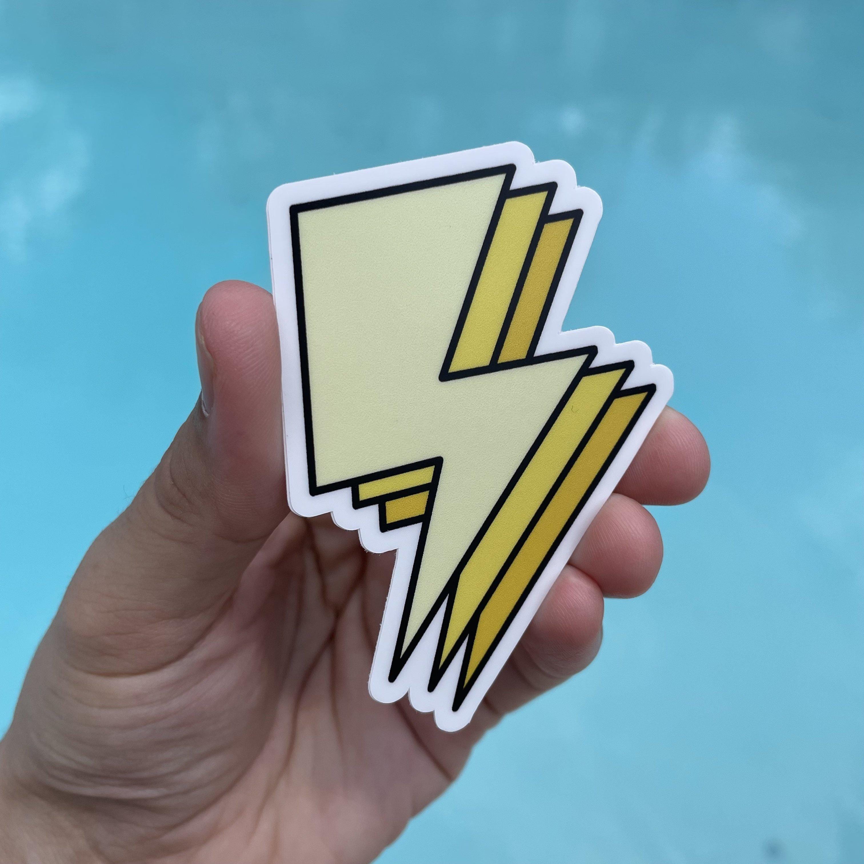  Yellow Triple Lightning Bolt Aesthetic Sticker、mySite、elrpsem3k