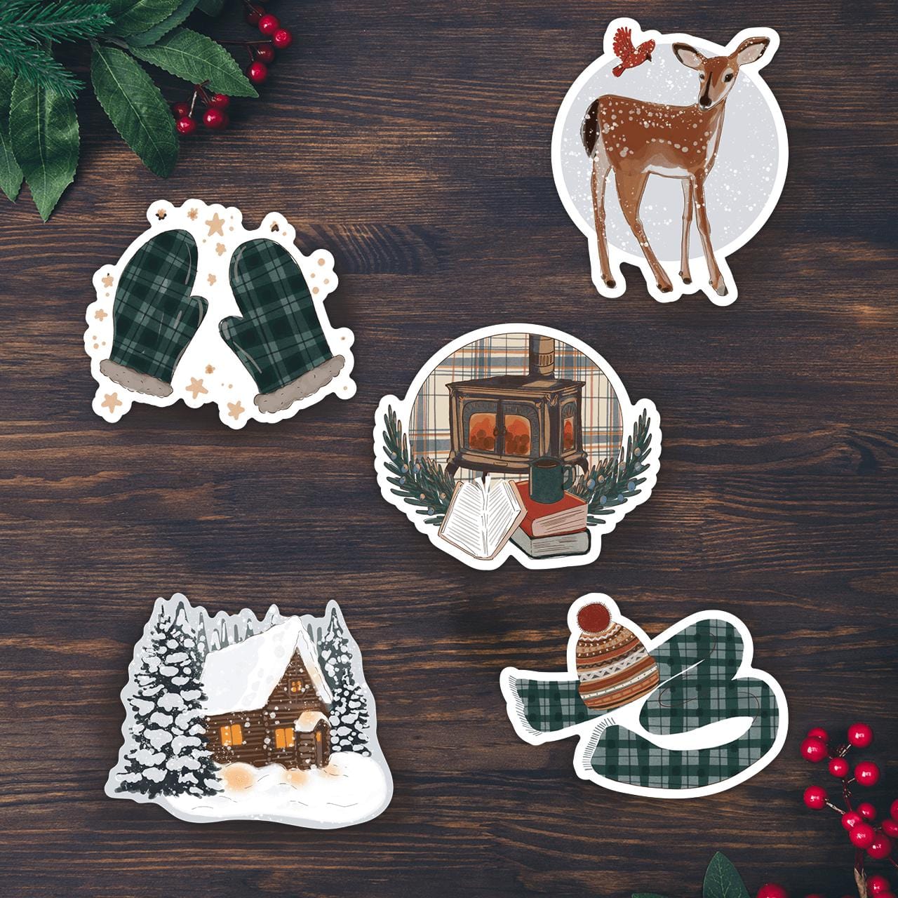  Winter Sticker Cozy Cabin 5 Pack、mySite、ghnorth