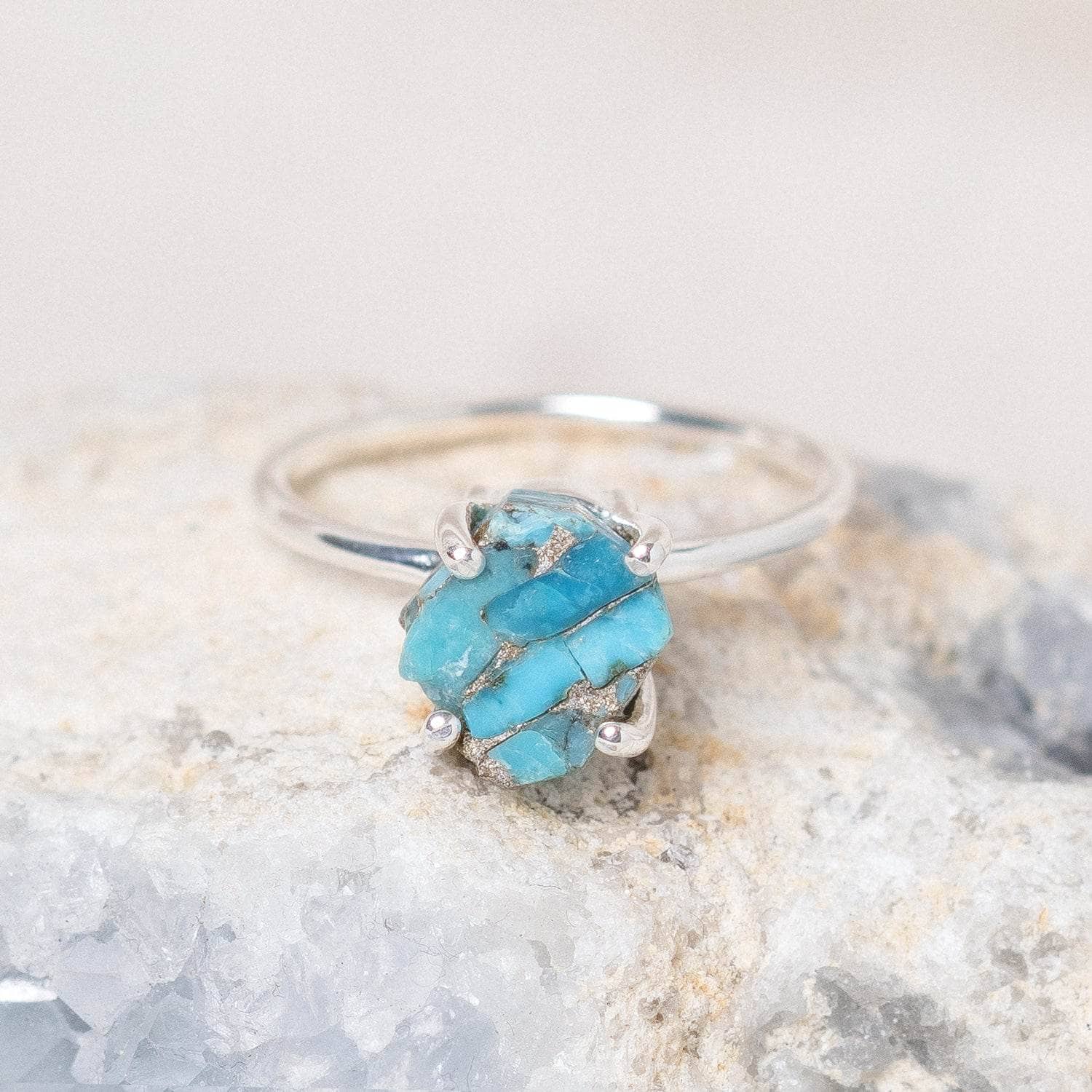 Natural Turquoise Raw Freeform Gold or Silver Ring、mySite、hinf8tx79