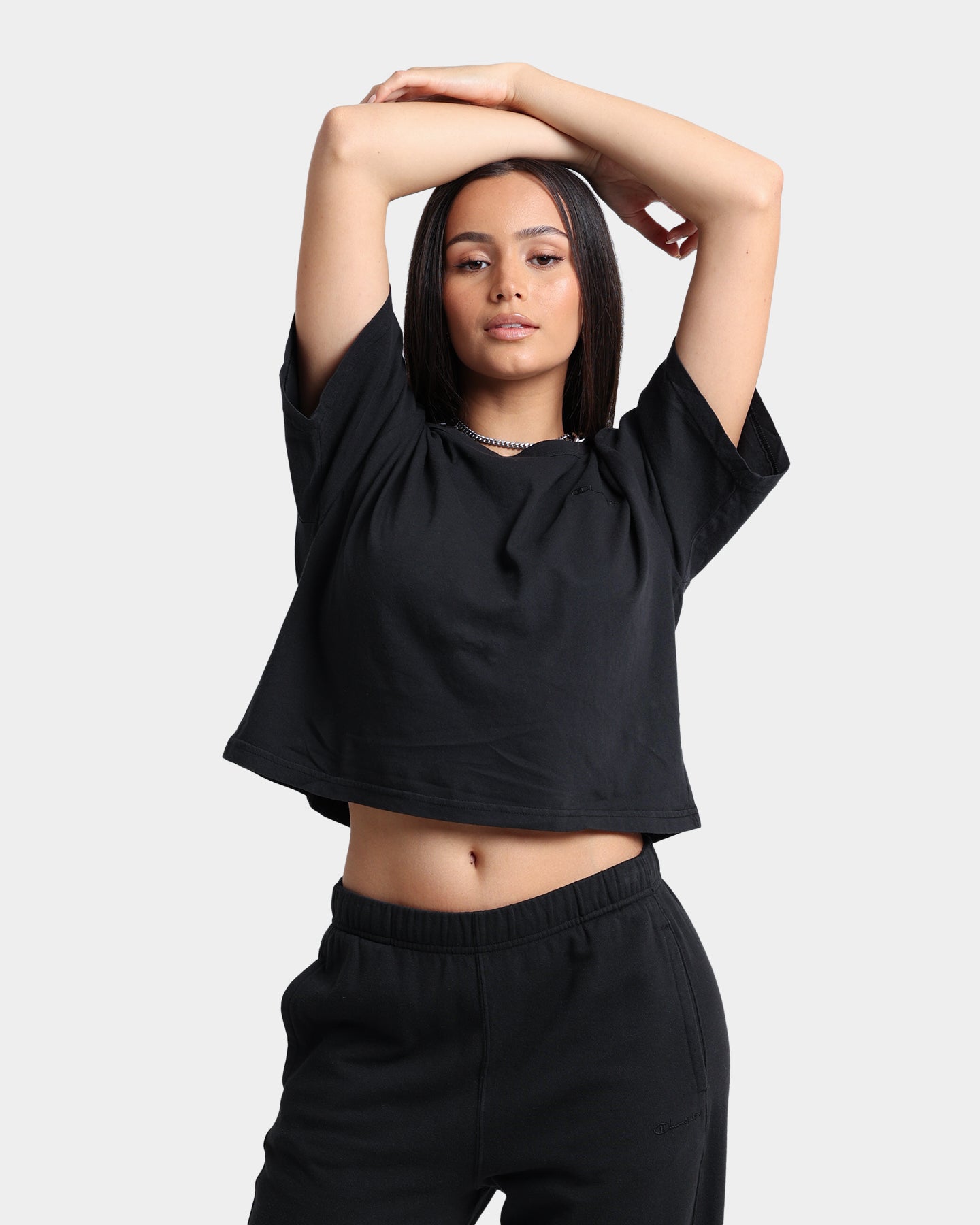 Champion Women's Vintage Dye Crop T-Shirt Black、mySite、zt4zffjzw