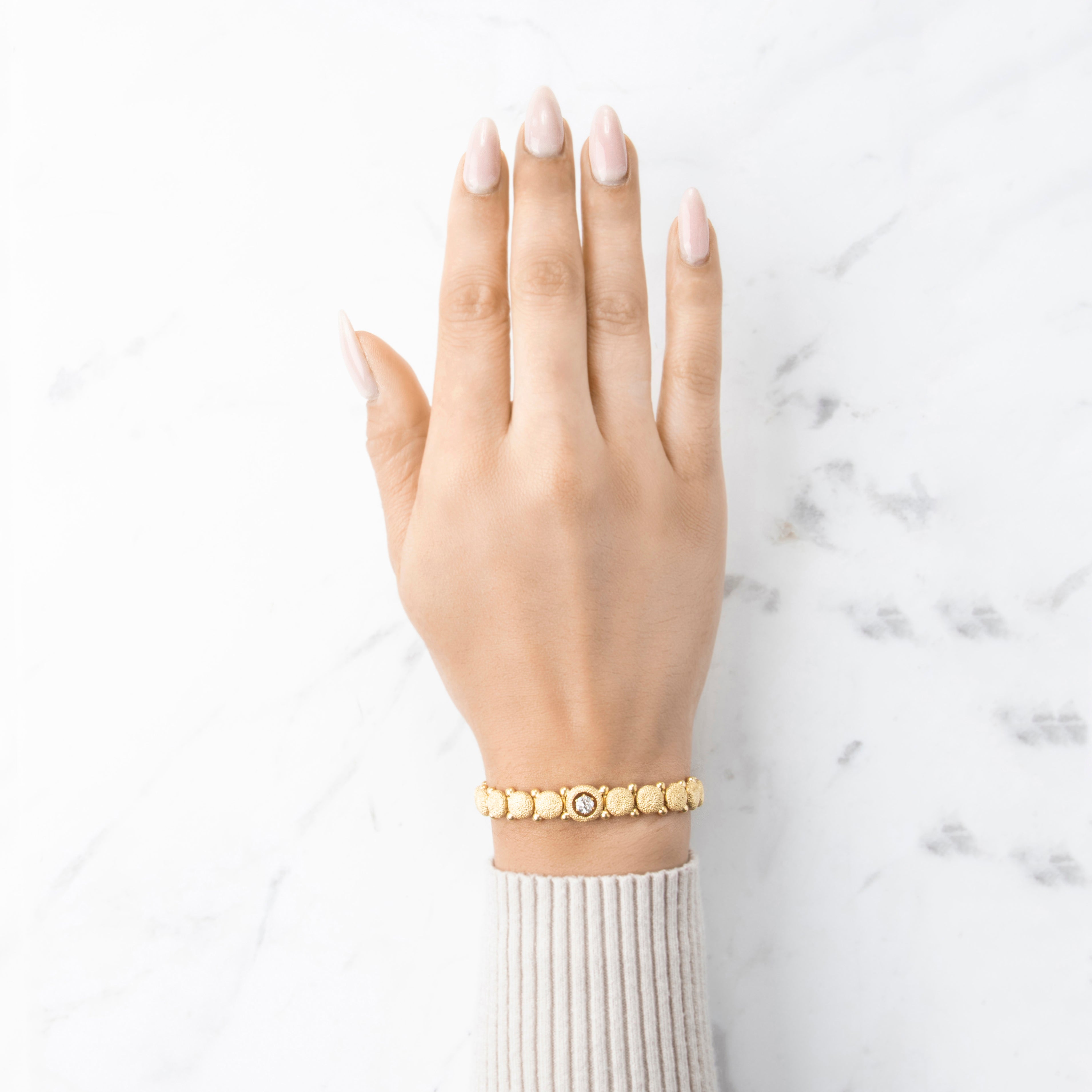 Antique Victorian 14k Yellow Gold .34ct Old Mine Diamond Stunning Bracelet 6.25、mySite、hinf8tx79