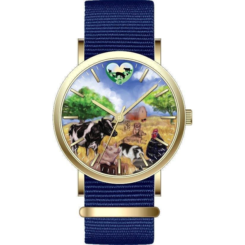 Time to be Kind Rooterville Logo Farm Animal Analog Watch、mySite、g9winljtr