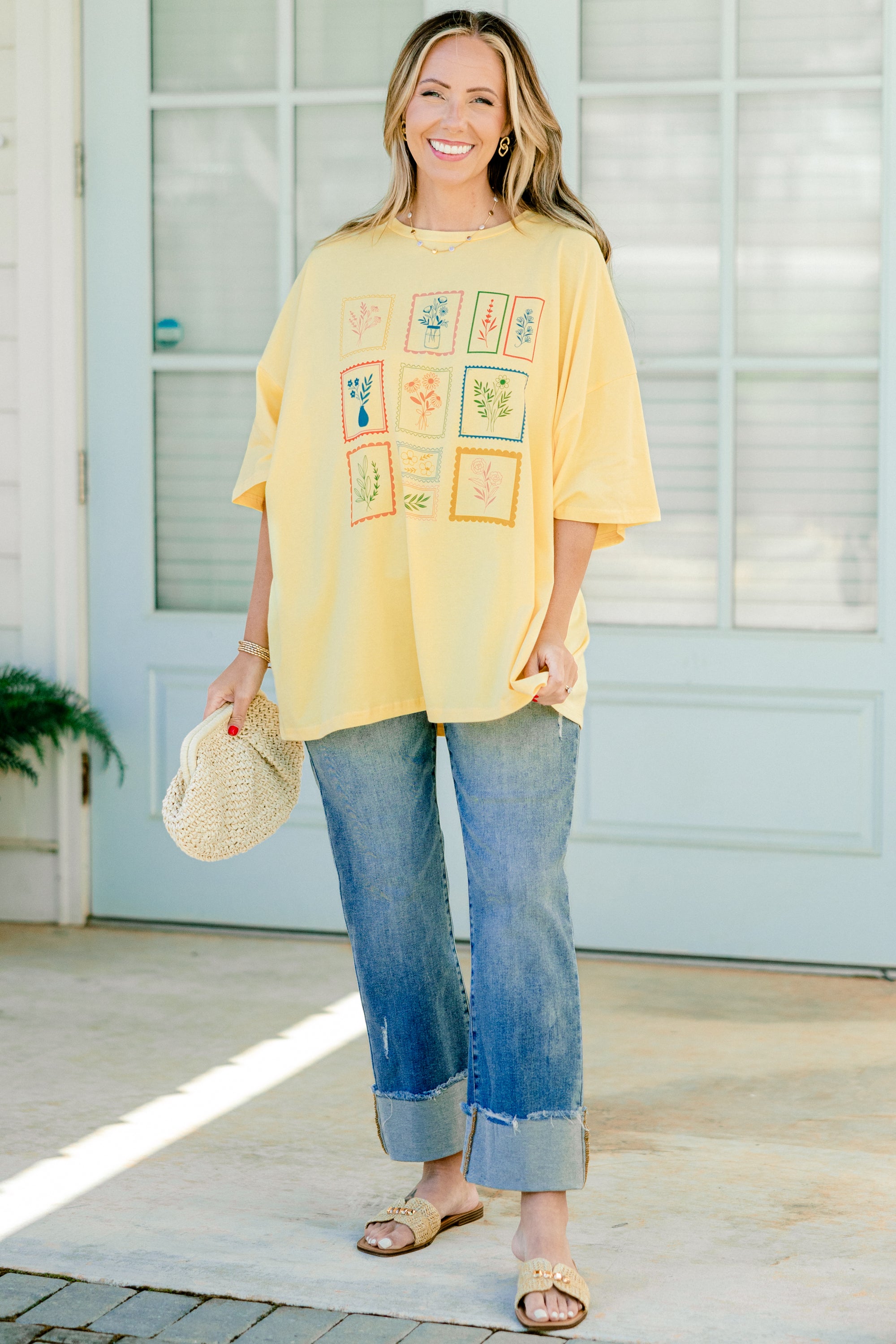  Floral Postage Boyfriend Tee, Butter Yellow、mySite、justintrudeaud