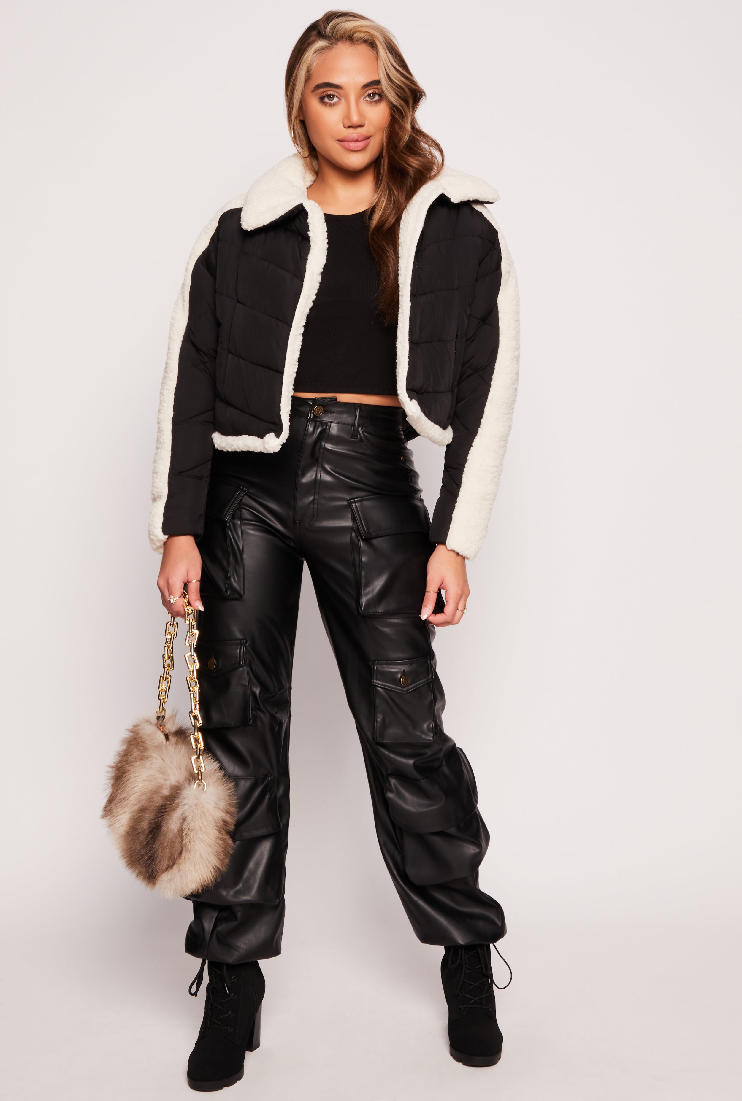 Sherpa Snap Button Front Puffer Jacket、mySite、camillekostekn