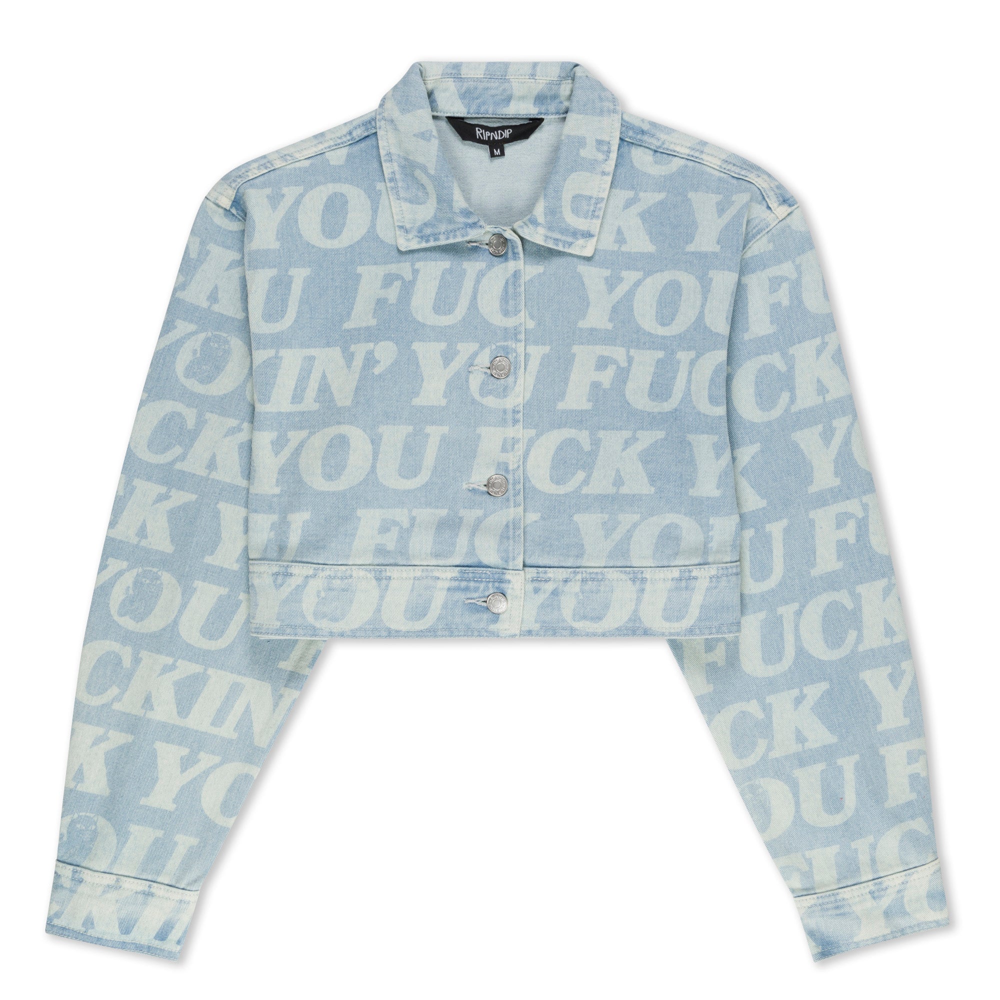  Fuckin Fuck Cropped Denim Jacket (Light Wash)、mySite、merchandisen