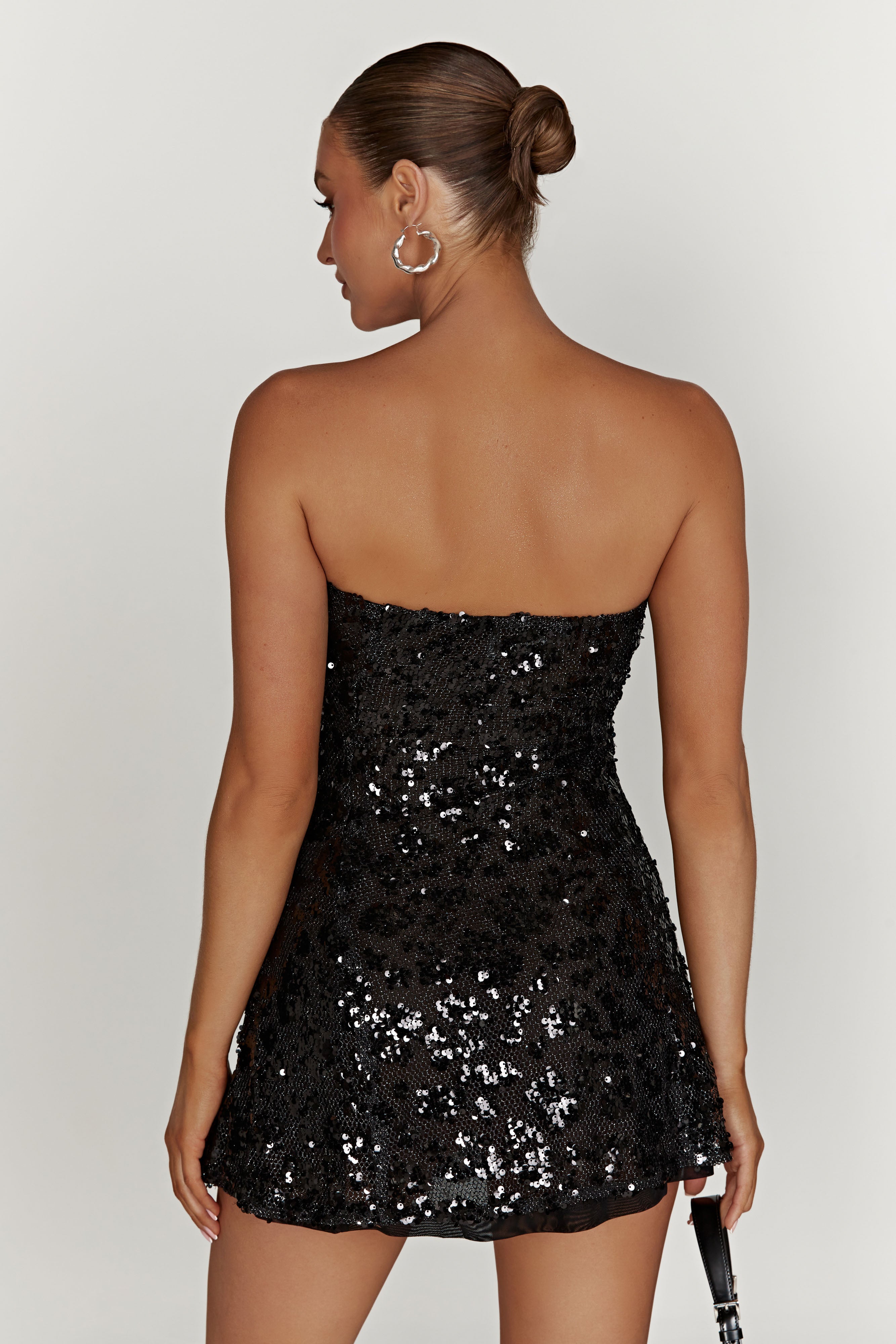 Everleigh Strapless Sequin Mini Dress - Black、mySite、solidvoid