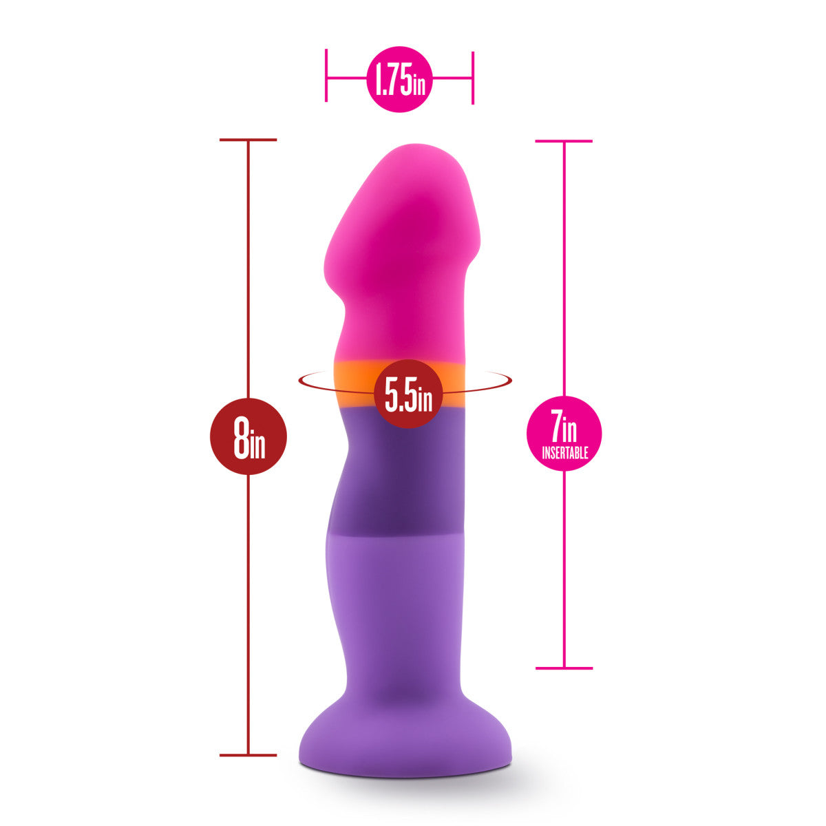 Avant By Blush® | Summer Fling D3: Artisan 8 Inch Curved G-Spot Dildo with Suction Cup Base - Elegantly Made with Smooth Ultrasilk® Purio™ Silicone、mySite、bottomscart