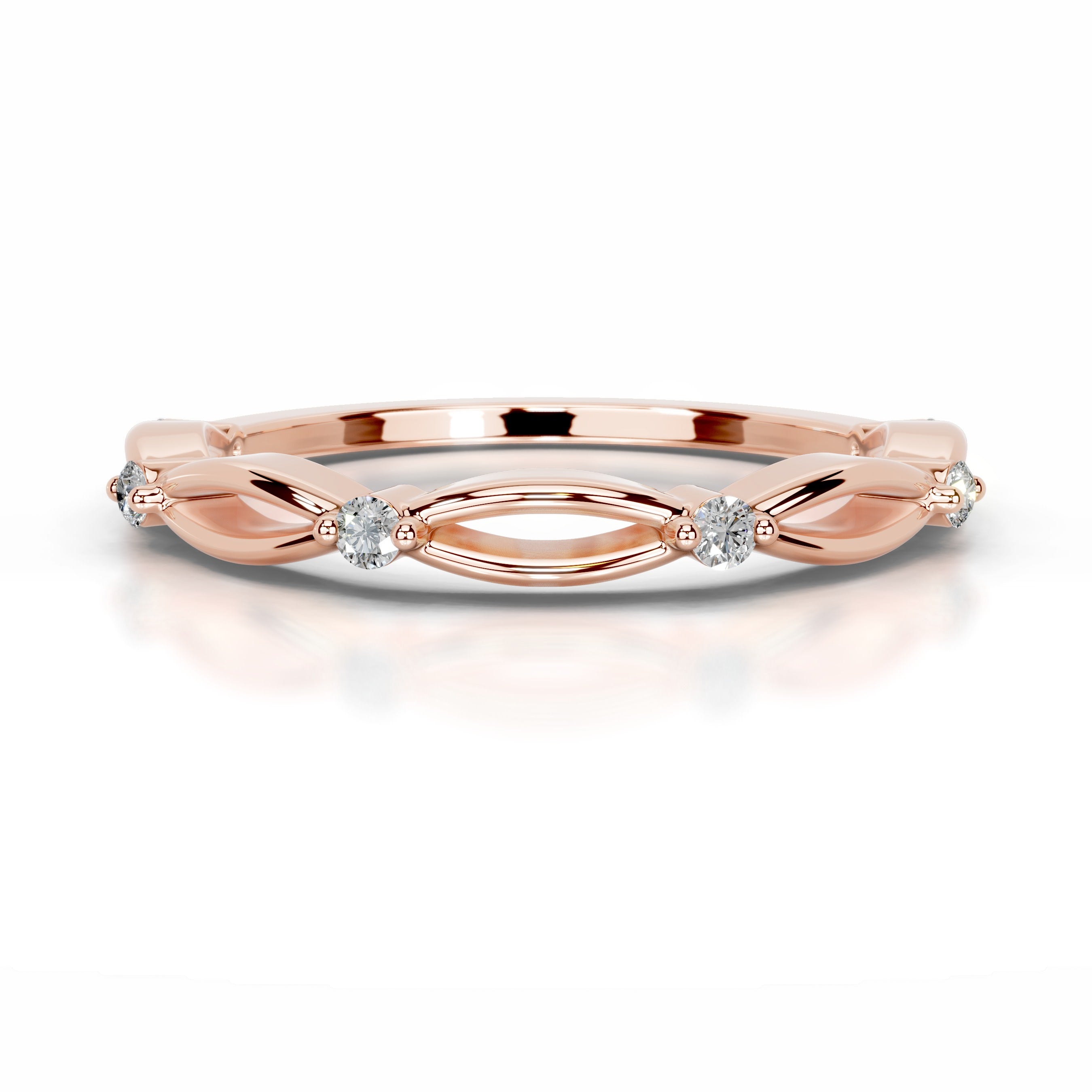 Laina Diamond Wedding band - 14K Rose Gold、mySite、hinf8tx79