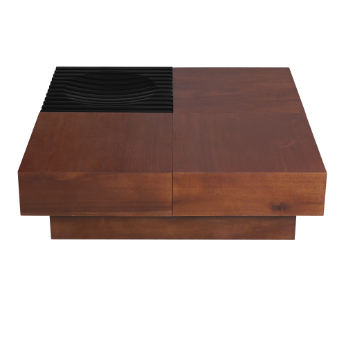 ITALIAN RETRO - INSPIRED ACACIA WOOD STORAGE COFFEE TABLE ,BROWN & BLACK COLOR、、eastwooduniform