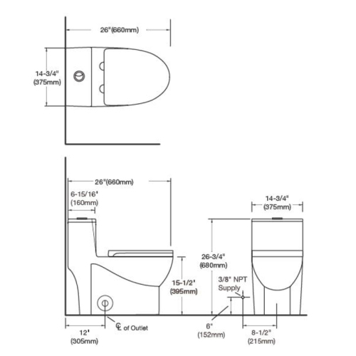 1.1/1.6 GPF Elongated Comfort Height Floor Mounted One-Piece Toilet, CUPC Certified, WaterSense Cetified, Ceramic, White Color, Soft Close Seat、、xpatfood