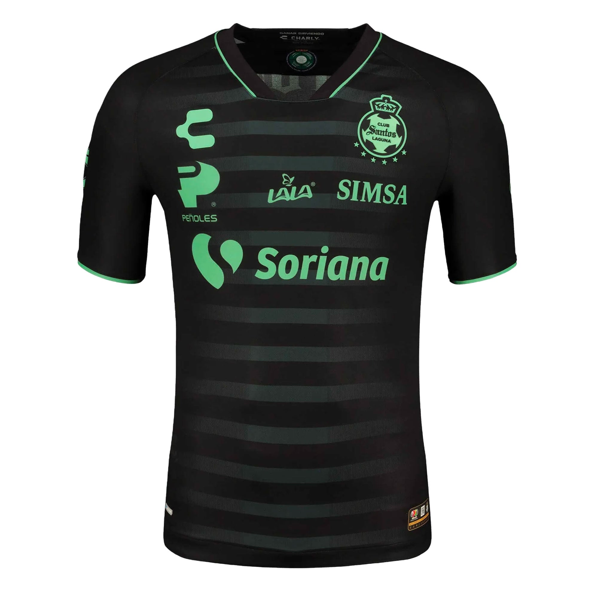 Charly Men's Santos Laguna 2023/24 Authentic Away Jersey Black/Green、mySite、bottomscart