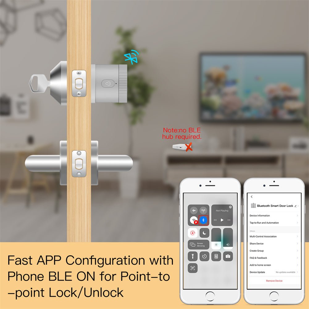【US Version】 MOES Bluetooth Smart Door Lock Bank-grade AES128 Bit and TLS Encryption Bluetooth Sensor APP Remote Unlocking Scene Linkage、mySite、fannypackpong