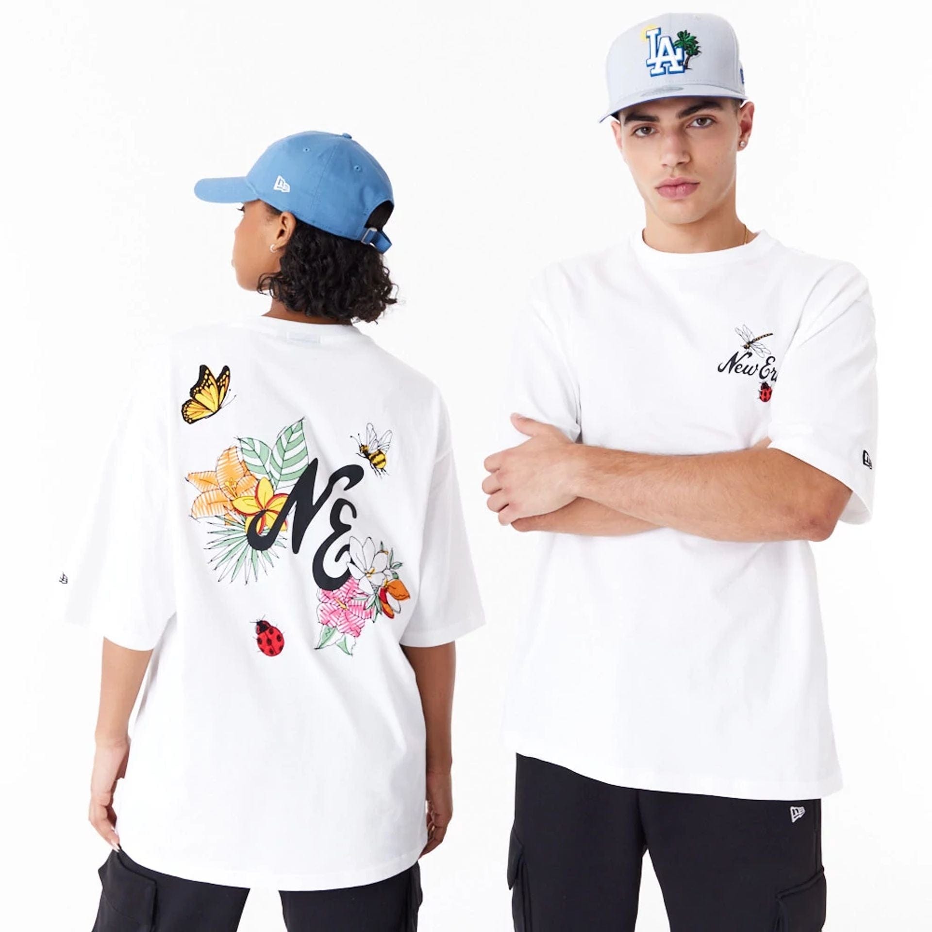 New Era Floral Graphic White Oversized T-Shirt、mySite、vikingsvslions