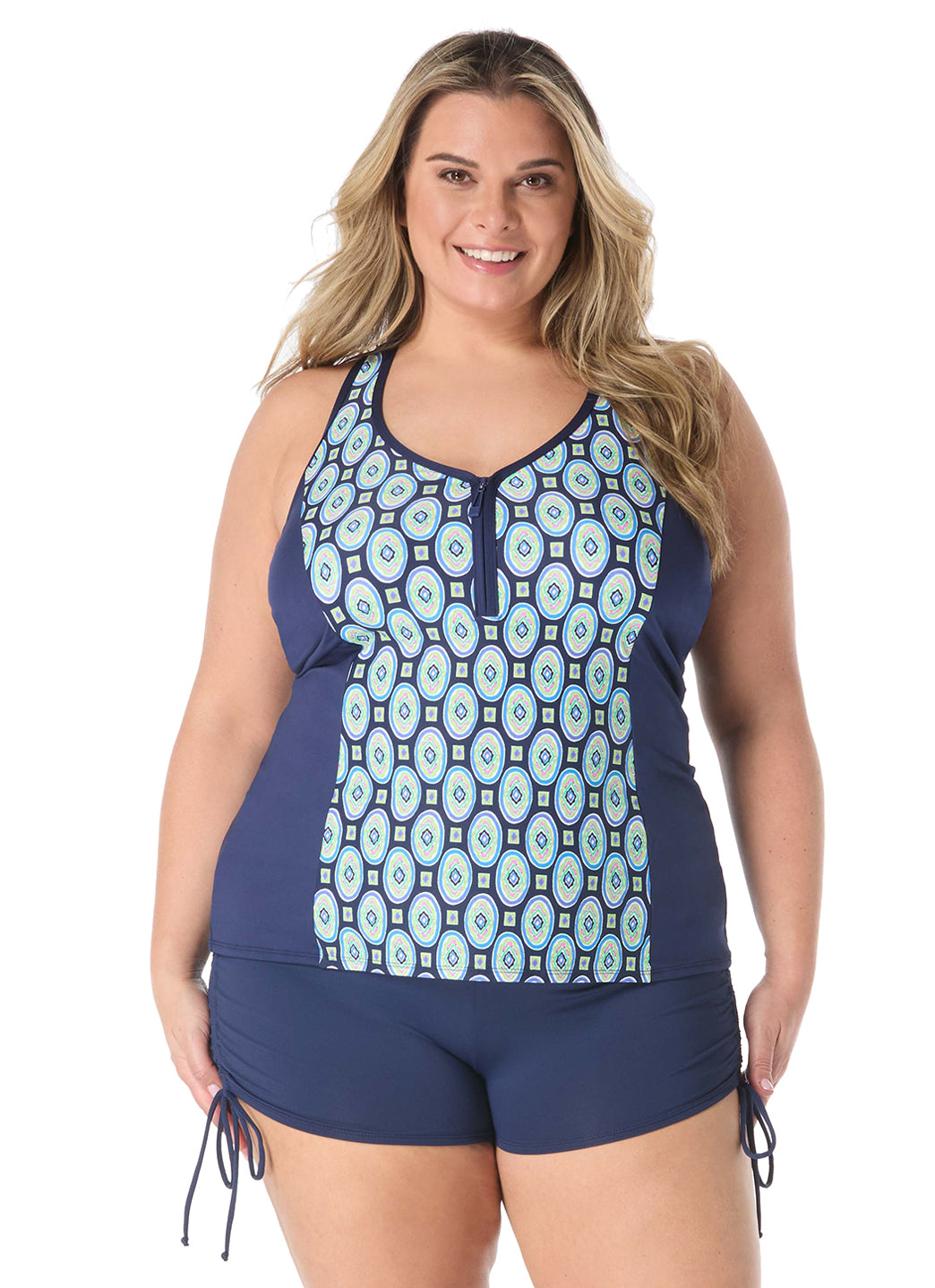 Beach House Women's Plus Size Retro Geo Erinna Tankini Top、mySite、noshort