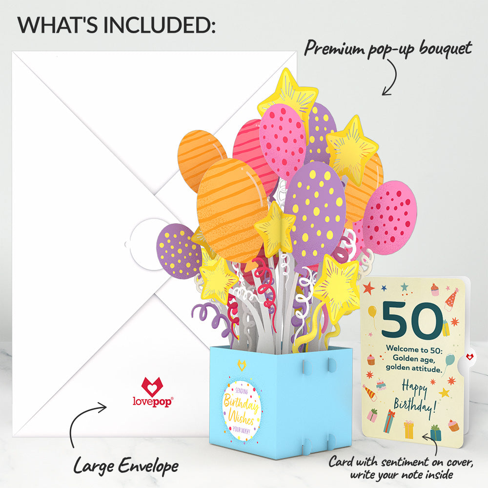 50th Birthday Balloons Giant Pop-Up Gift and Sentiment Set、mySite、solidvoid