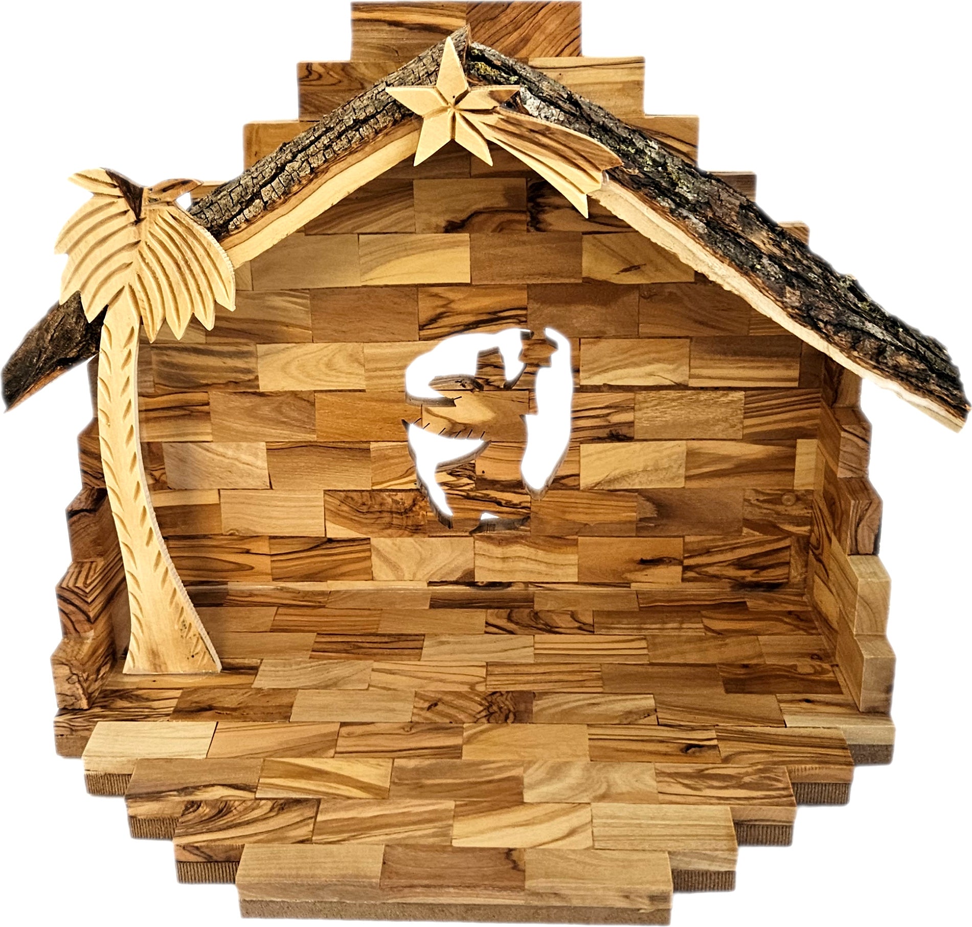 Holy Land Market Olive Wood Nativity Set - Inspirational Christmas Decorations Indoor, Hand Carved Nativity Set for Christmas Table Decor, Bethlehem Olive Wood, Christian Home Gift、mySite、topwebapps
