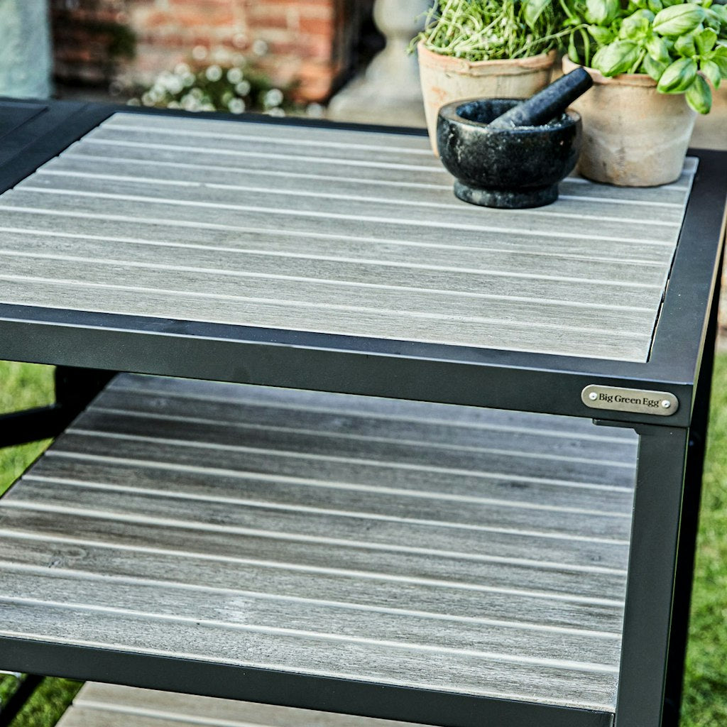 Big Green Egg Modular Nest + Expansion Frame + Distressed Acacia Shelves、mySite、noshort
