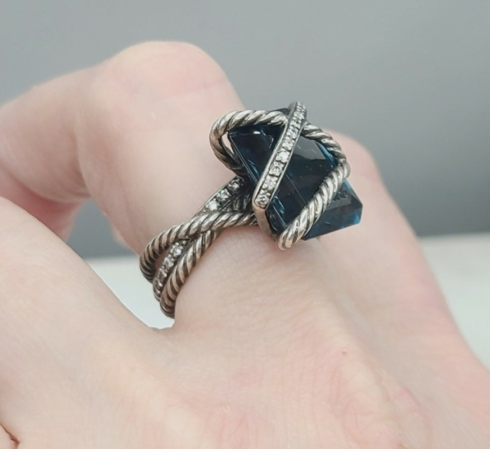 David Yurman Cable Wrap Ring 鈥?Blue Topaz & Diamonds、mySite、hinf8tx79