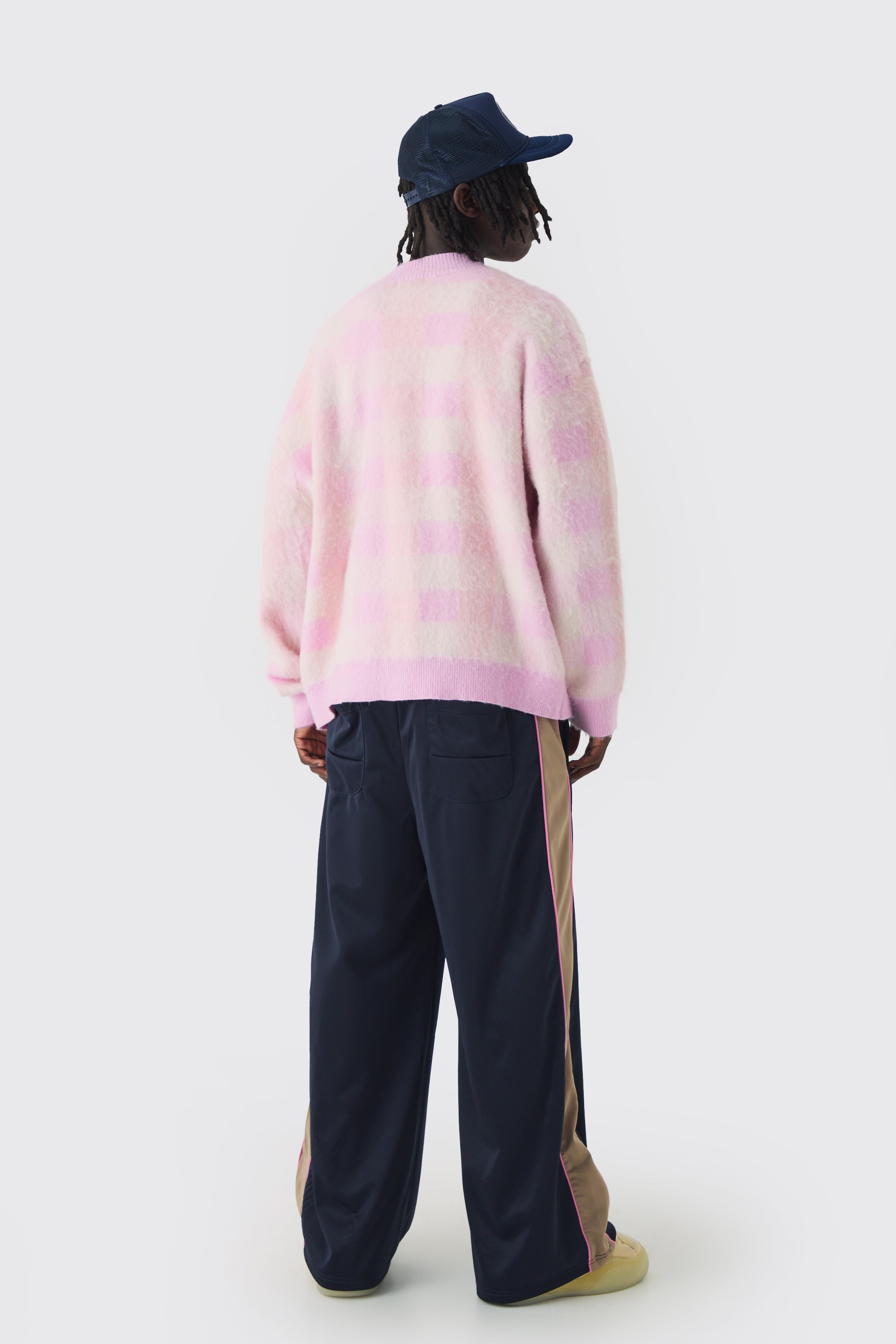  Boohooman Extreme Wide Leg Graphic Tricot Joggers Navy、mySite、justintrudeaud