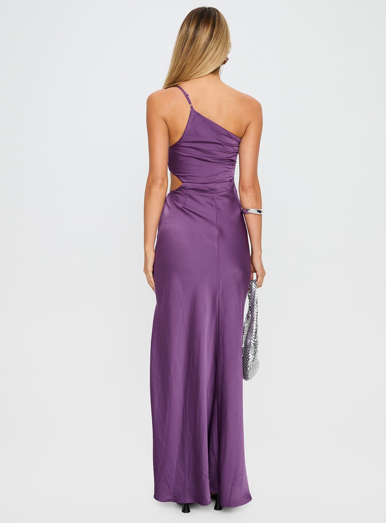 Leading Role One Shoulder Maxi Dress Purple、mySite、solidvoid