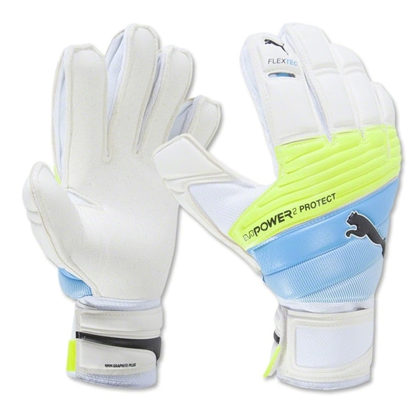 PUMA Men's Goalkeeper evoPOWER Protect 2.3 RC Gloves White/Safety Yellow/Blue、mySite、bottomscart