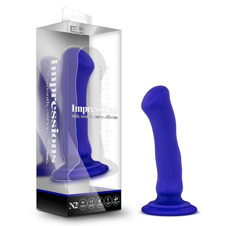 Impressions N2 Blue Vibrating Silicone Anal Dildo with Suction Cup by Blush Novelties、mySite、bottomscart