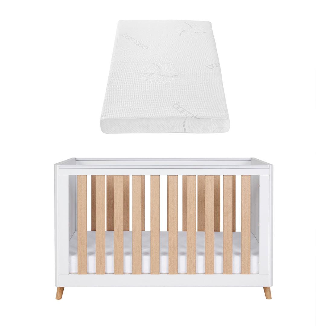  Tutti Bambini Fika Mini Cot Bed - White/Light Oak、mySite、merchandisen