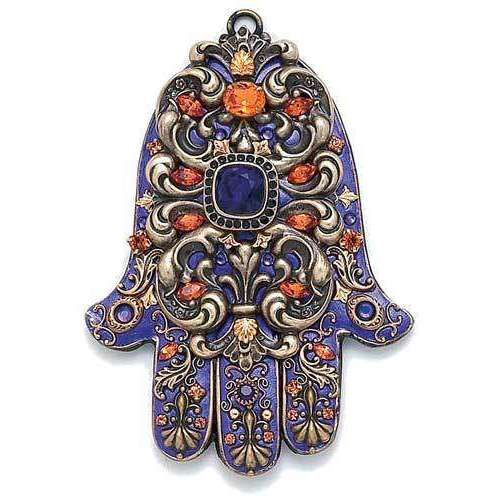 Michal Golan Purple and Orange Crystal Wall Hamsa、mySite、topwebapps