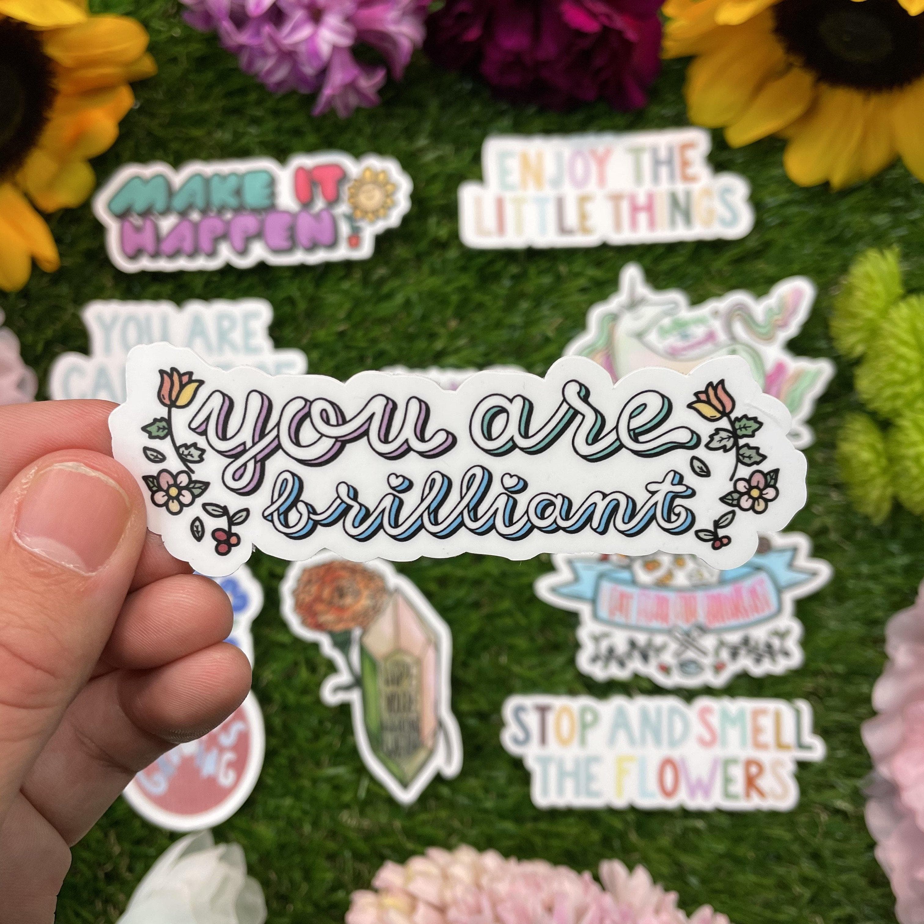  You are Brilliant Cursive Floral Sticker、mySite、elrpsem3k