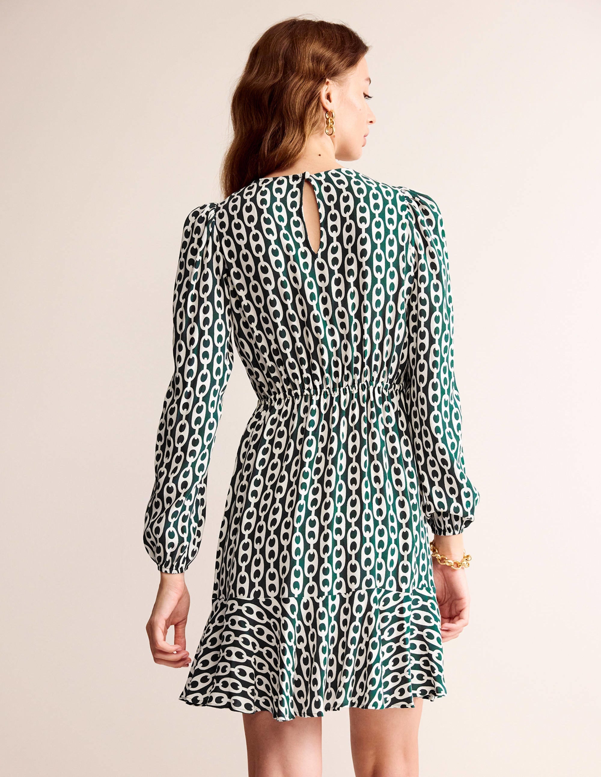  Pleated Peplum Mini Dress-Emerald Night, Geo Chain、mySite、ashleygrahame