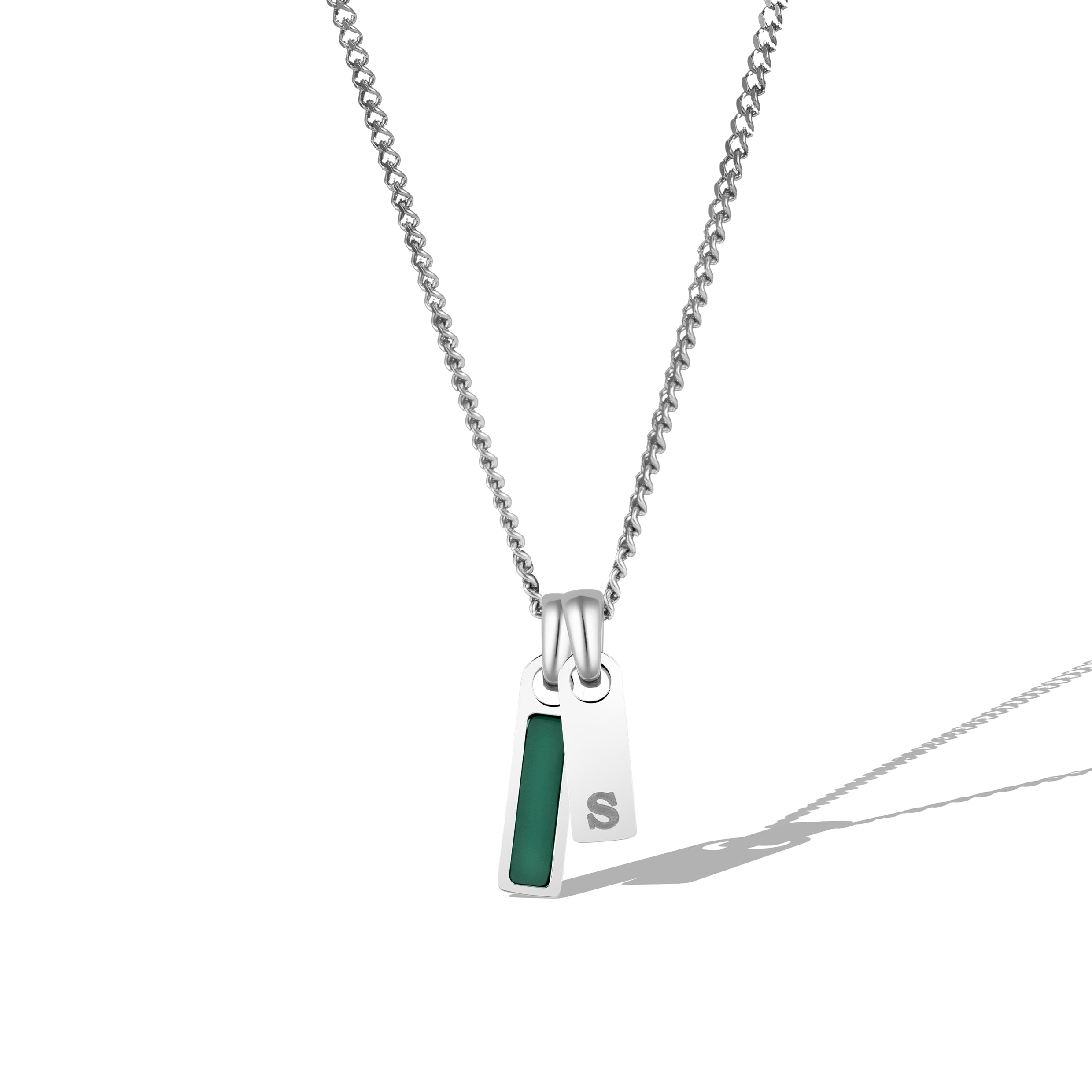 Birthstone & Initial Tag Necklace - Silver、mySite、botmansion