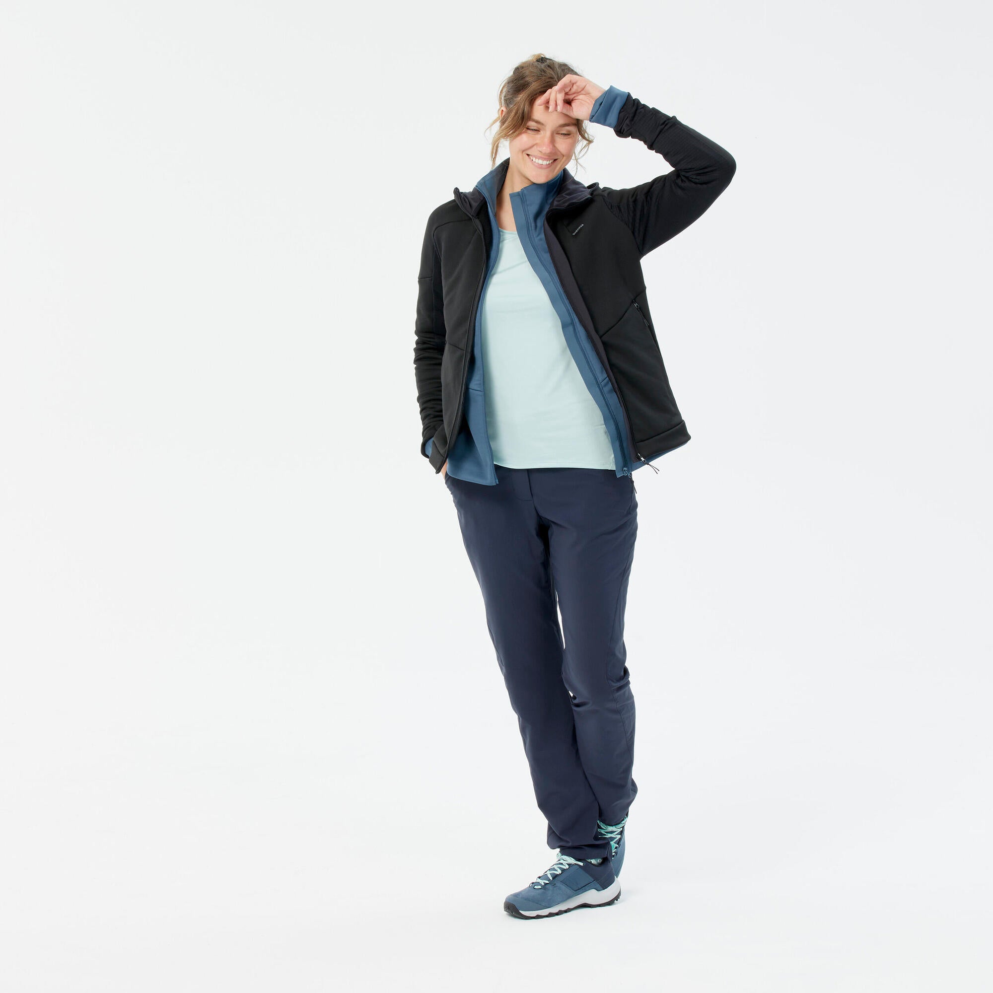 Women's Hiking Fleece Jacket - MH520 Hood